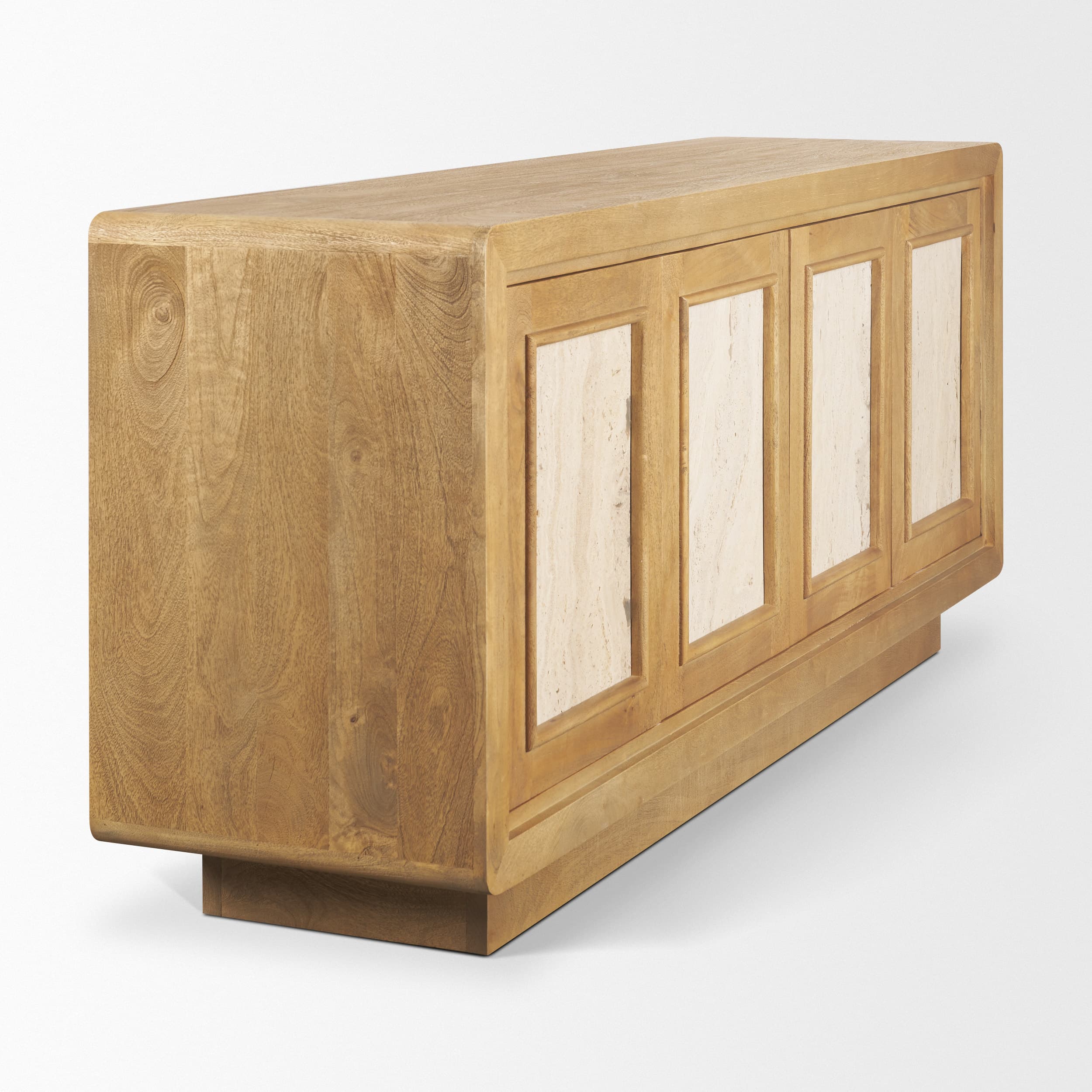 Valterra Light Brown Wood w/ Travertine 4 Door Sideboard — product photograph