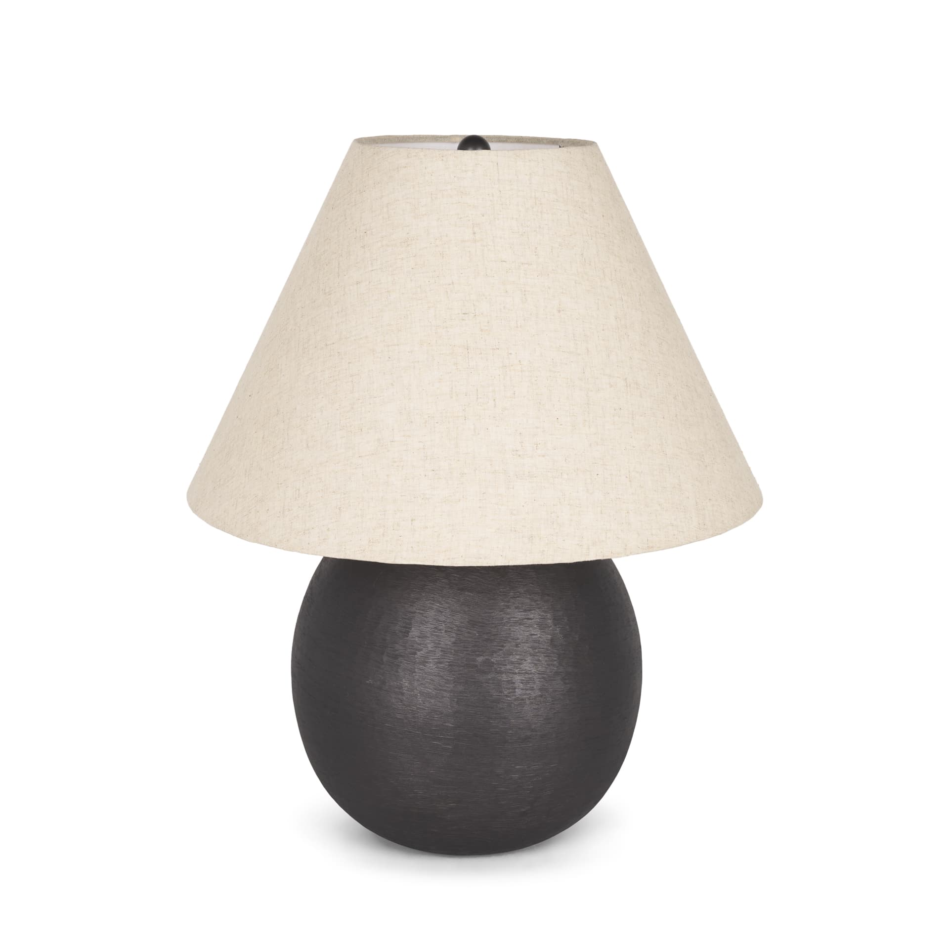 Sadiyah Black Brushed Metal w/ Beige Shade Table Lamp — product photograph