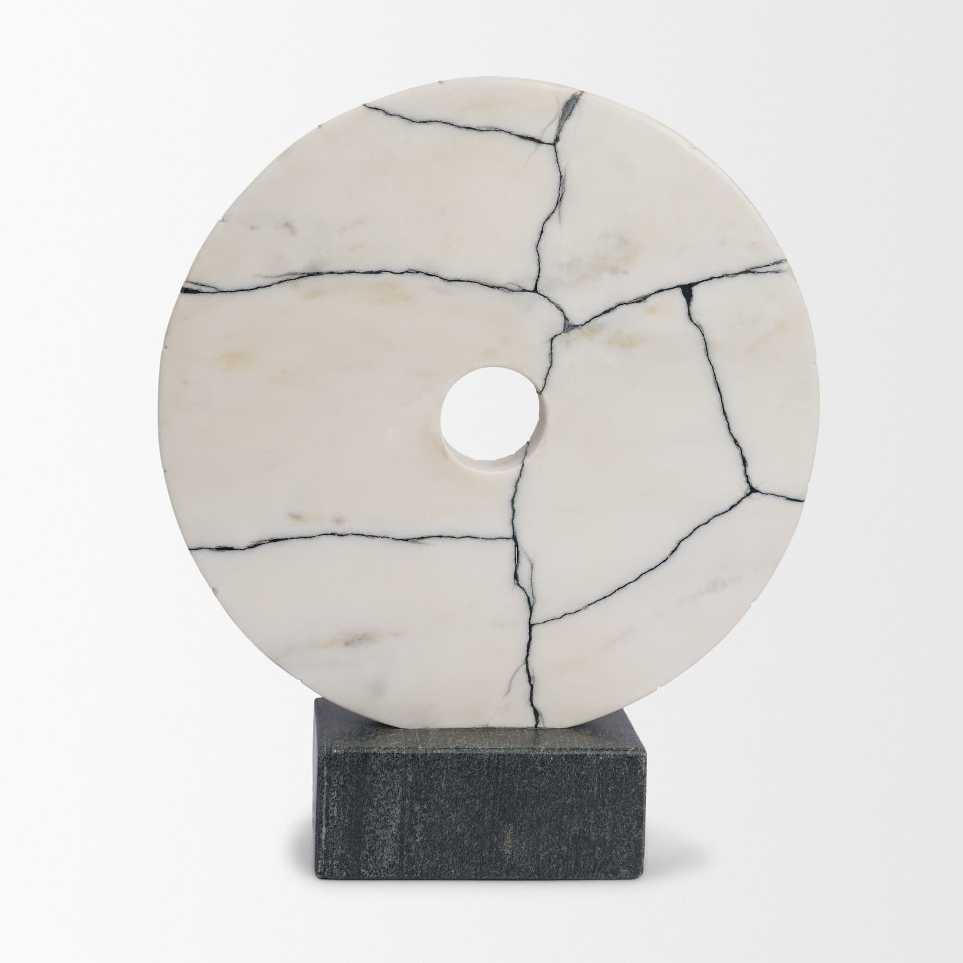 Orin White Marble Round Disc Decorative Object — product photograph
