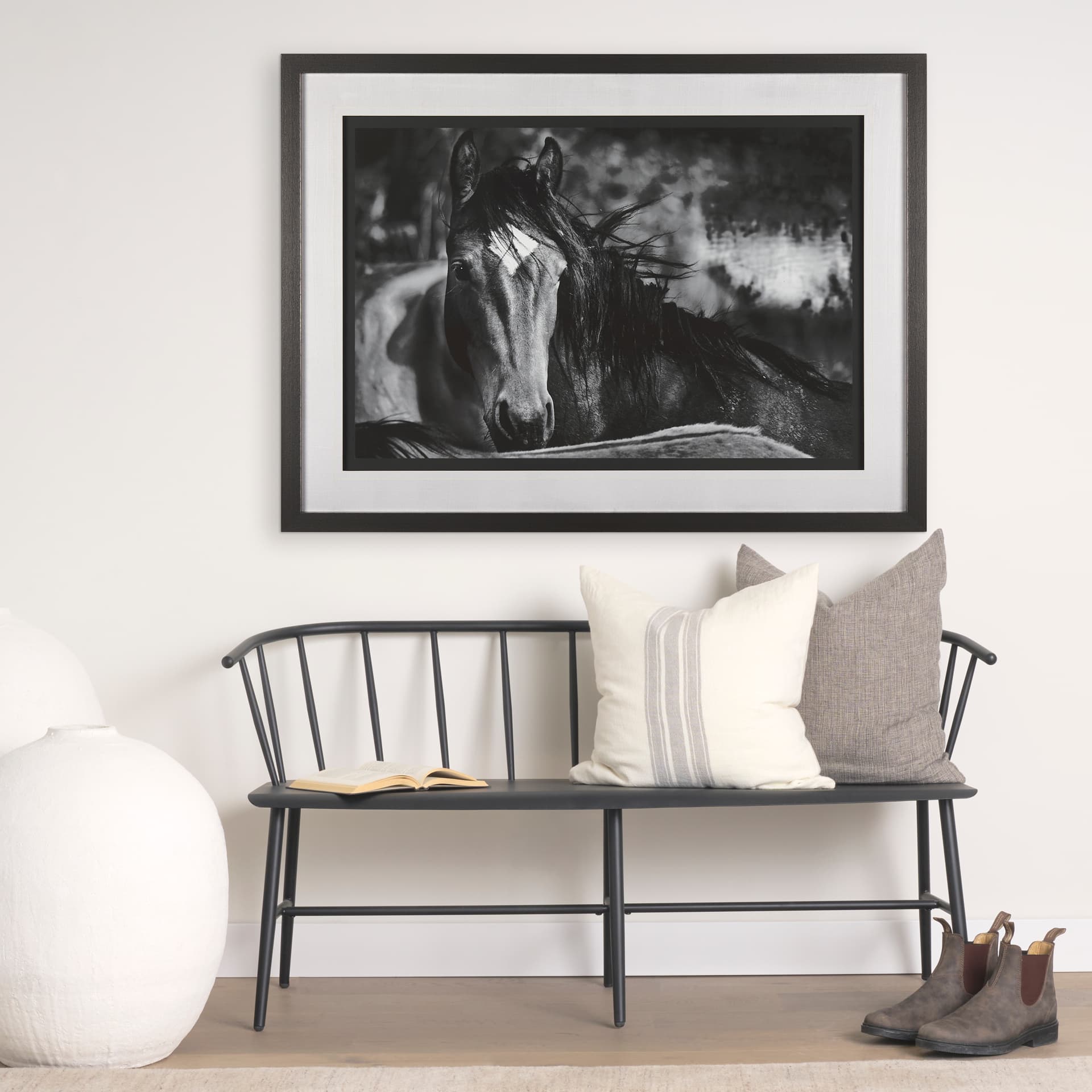 Watched Presence by Mercana Studio a Hand Embellished Textured Framed Photo Art Print Matted under G — in a styled room