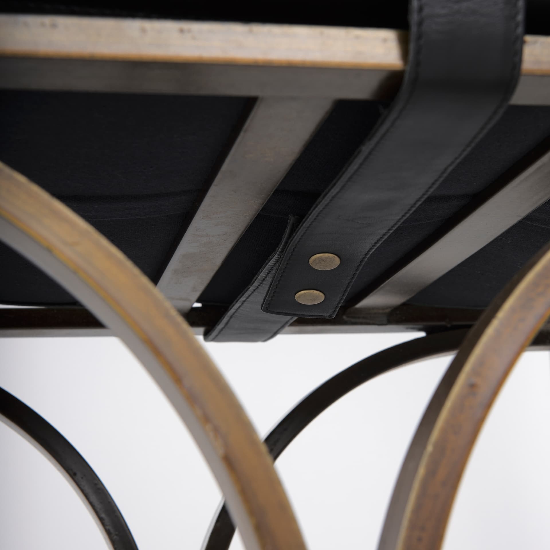 Jessie 55L x 16W Black Leather Seat W/Gold Metal Base Accent Bench — product photograph