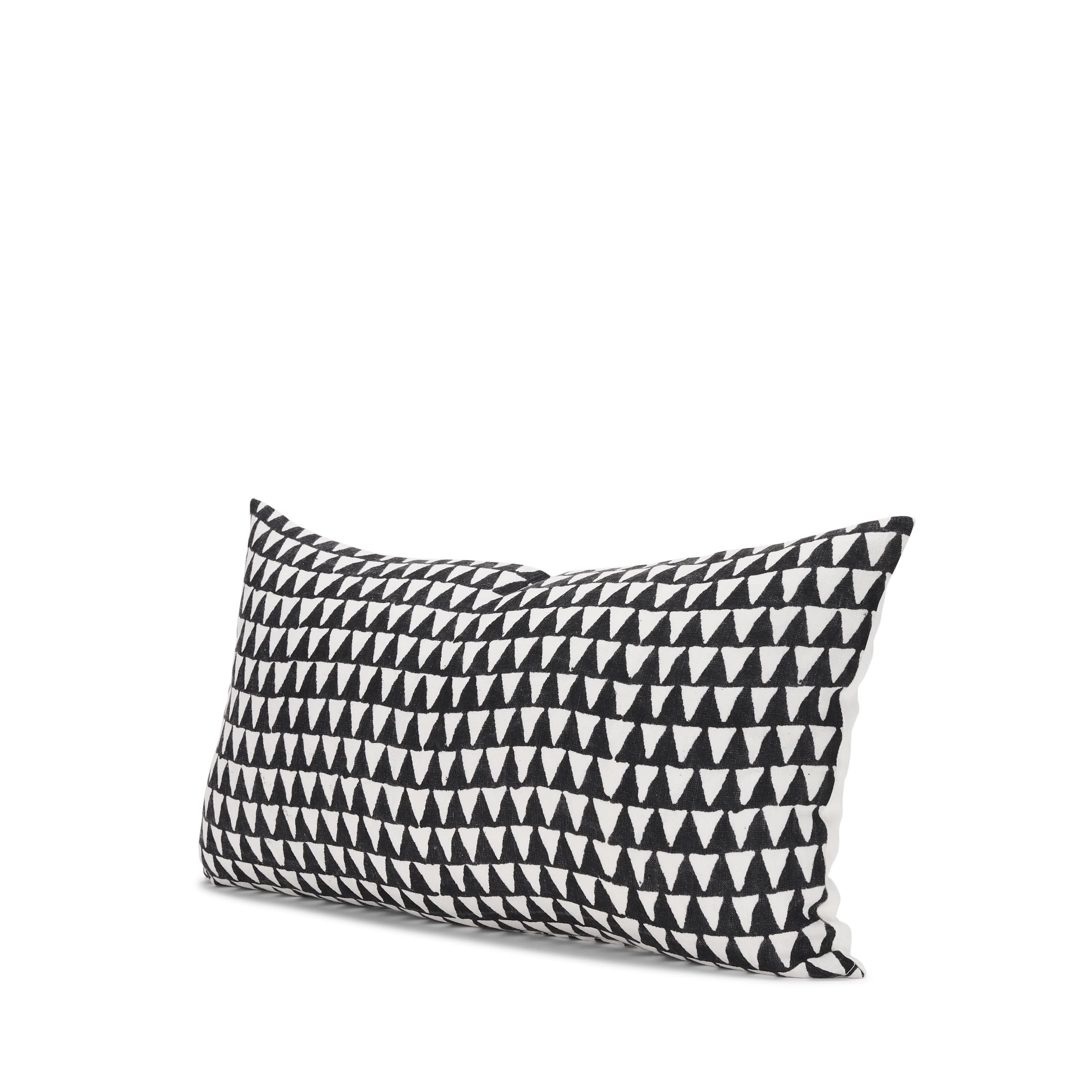 Jolie Cream w/ Black Print Linen Lumbar Pillow Cover — product photograph