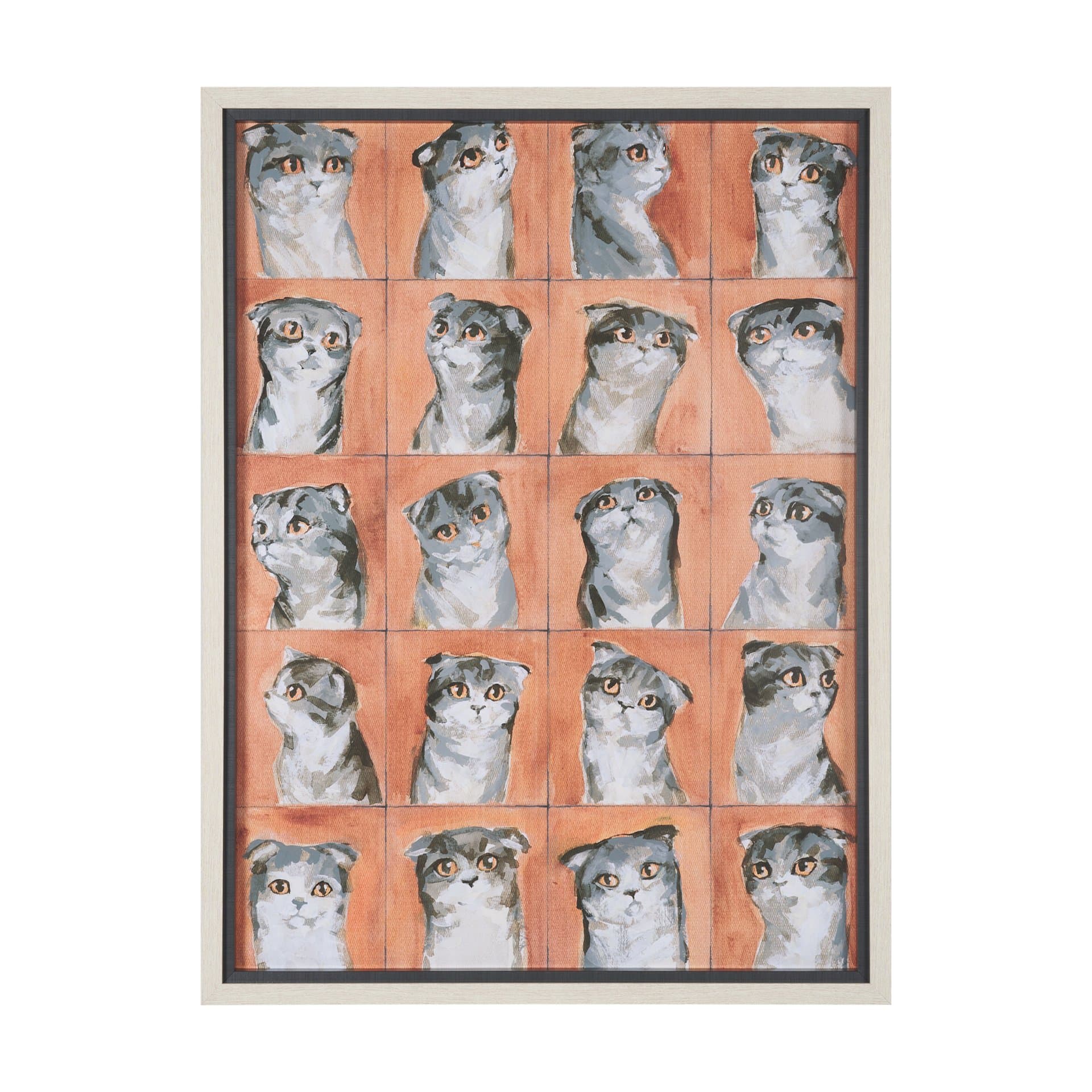 A Cats Many Faces by Mercana Studio Hand-Embellished Framed Artwork Matted under Glass — product photograph