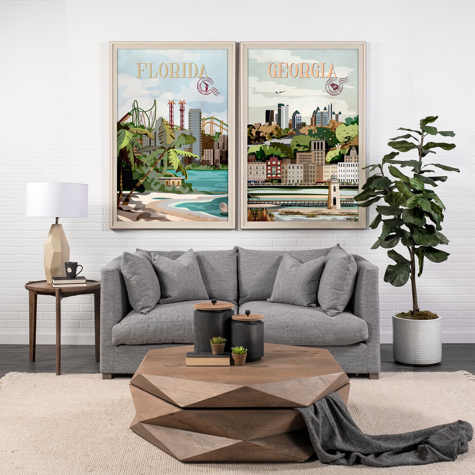 Georgia Go USA (XL) by Mercana Studio a Hand Embellished Decograph Framed Art Print under Glass — in a styled room