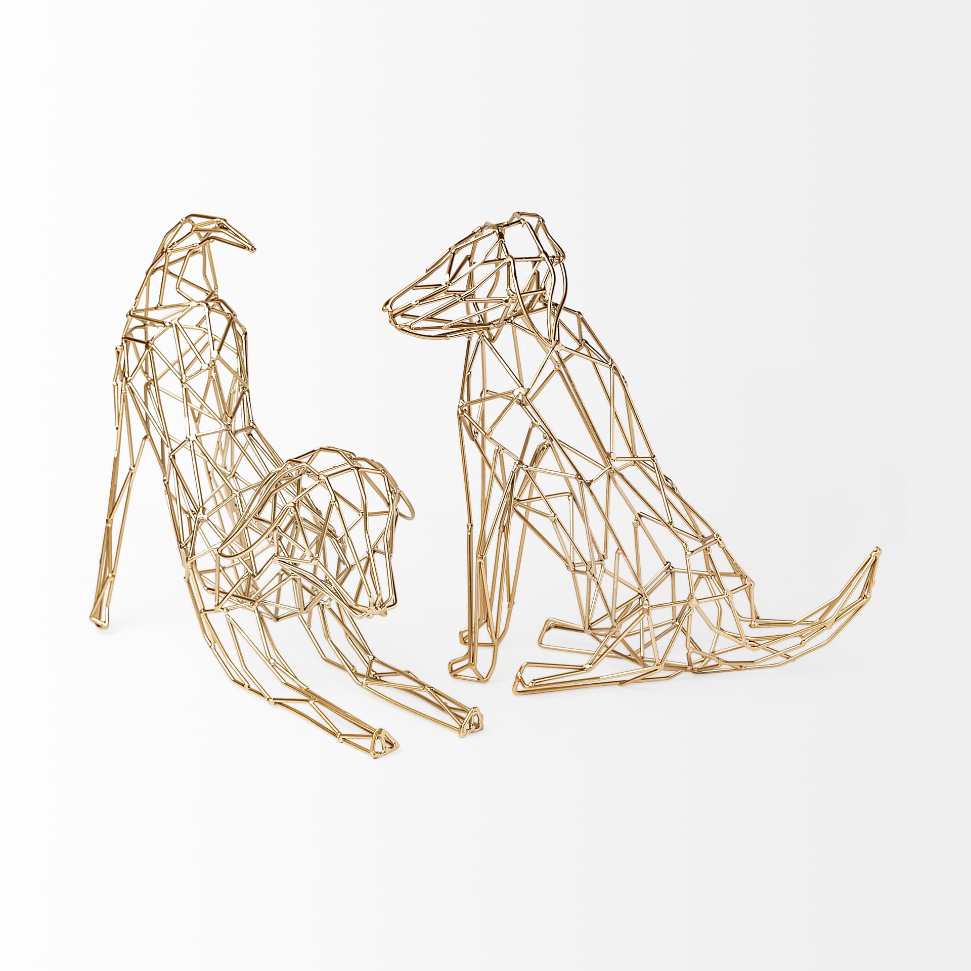 Frankie II 13L x 6W Gold Wire Framed Dog Shaped Decor — product photograph