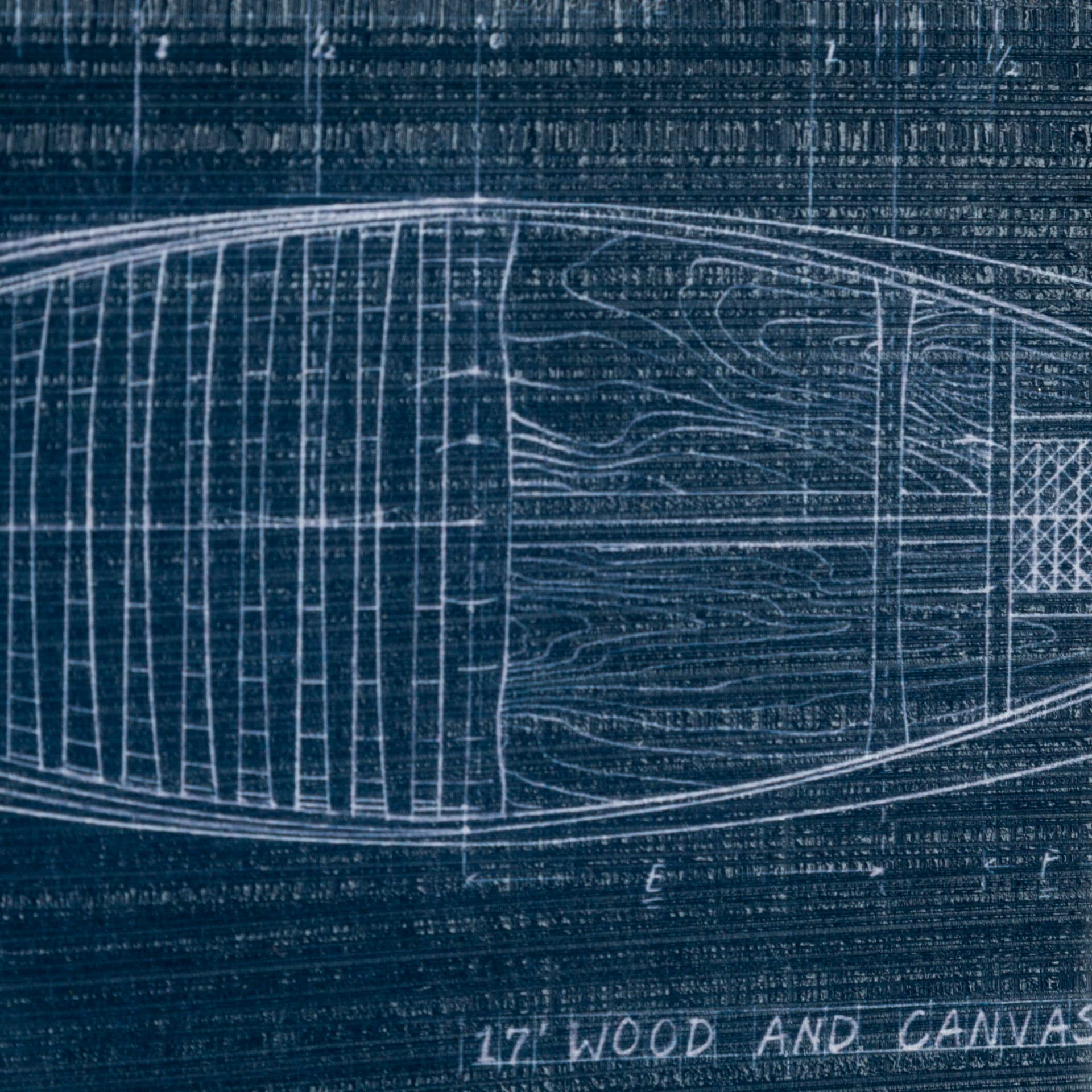 Canoe Blueprint by Dayna a Hand Embellished Textured Framed Art Print Matted under Glass — product photograph