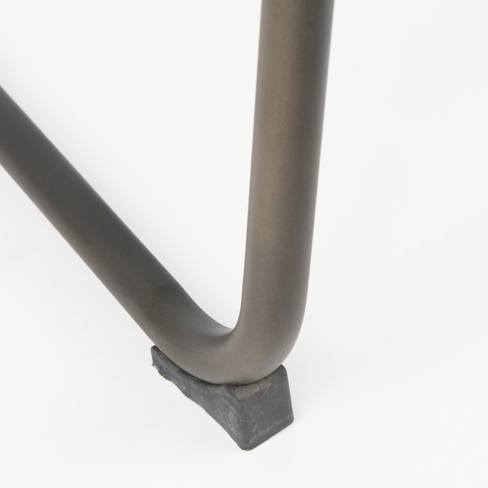 Berbick Low Back 26in Seat Counter Stool | Black Leather w/ Gray Metal — product photograph