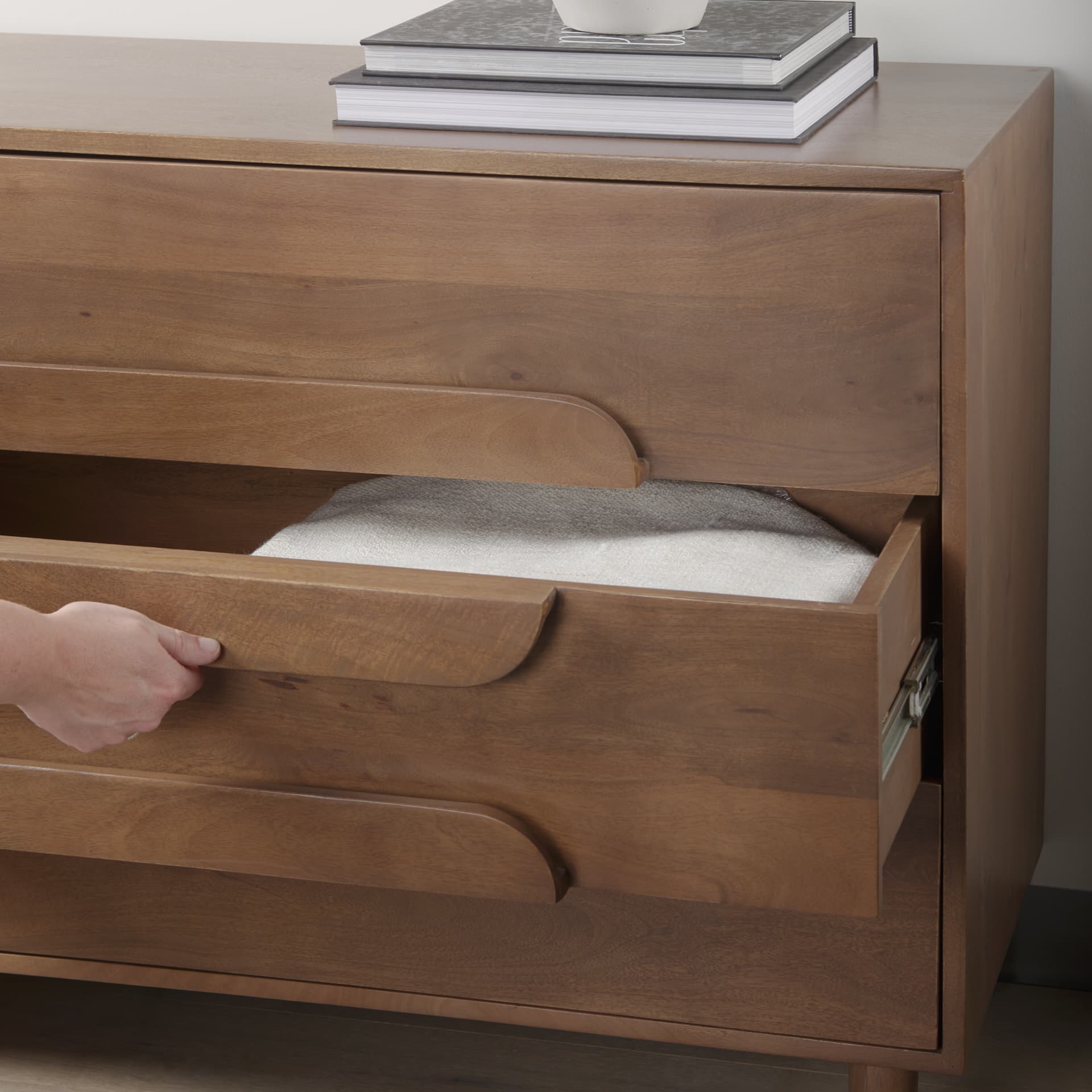 Astrid 36L x 17W x 30.3H Medium Brown Solid Wood 3 Drawer Cabinet — product photograph