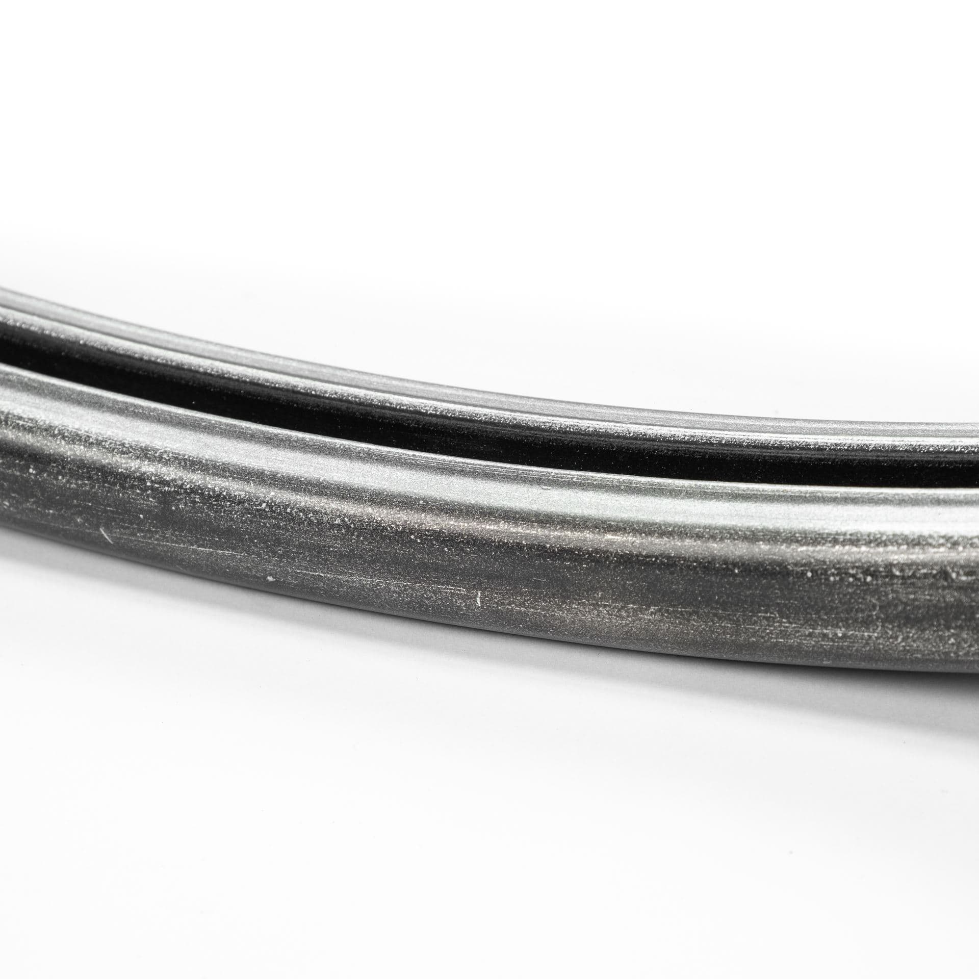 Piper 47.2L x 1.0W x 47.2H Large Black Metal Round Wall Mirror — product photograph