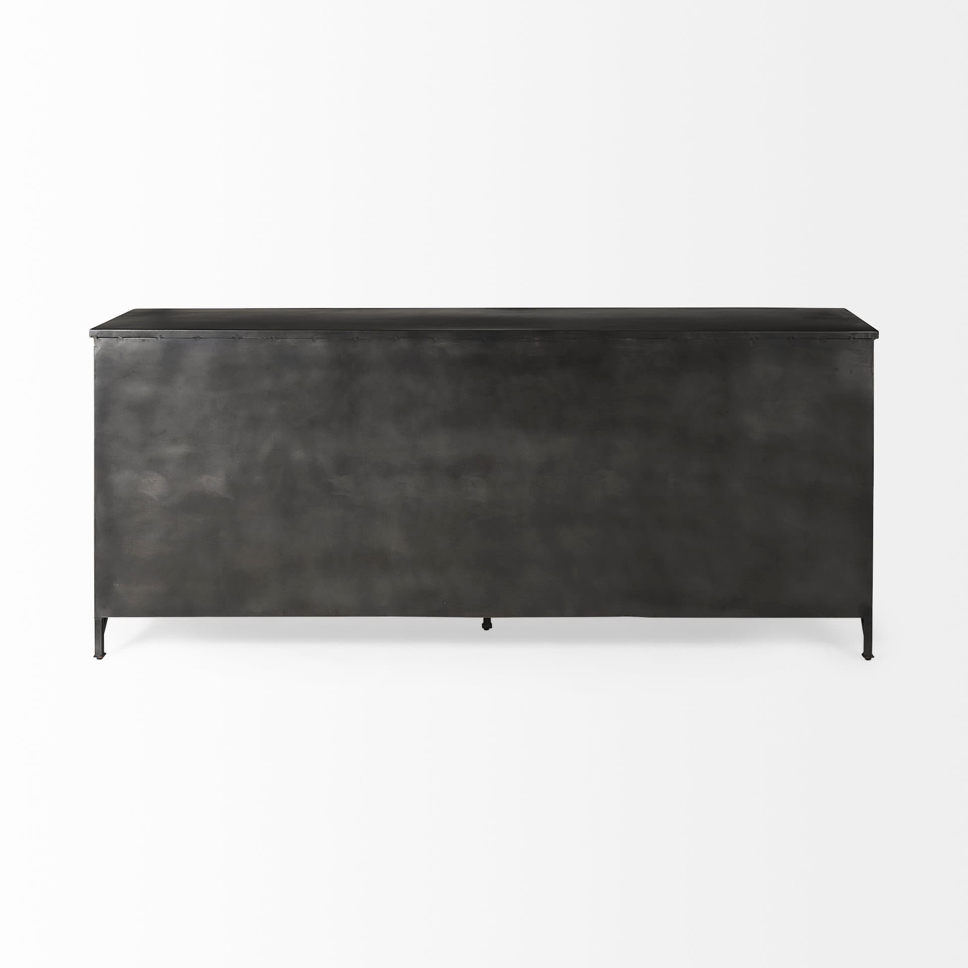 Poppy I 79x16 Black Metal With Glass Door Sideboard — product photograph