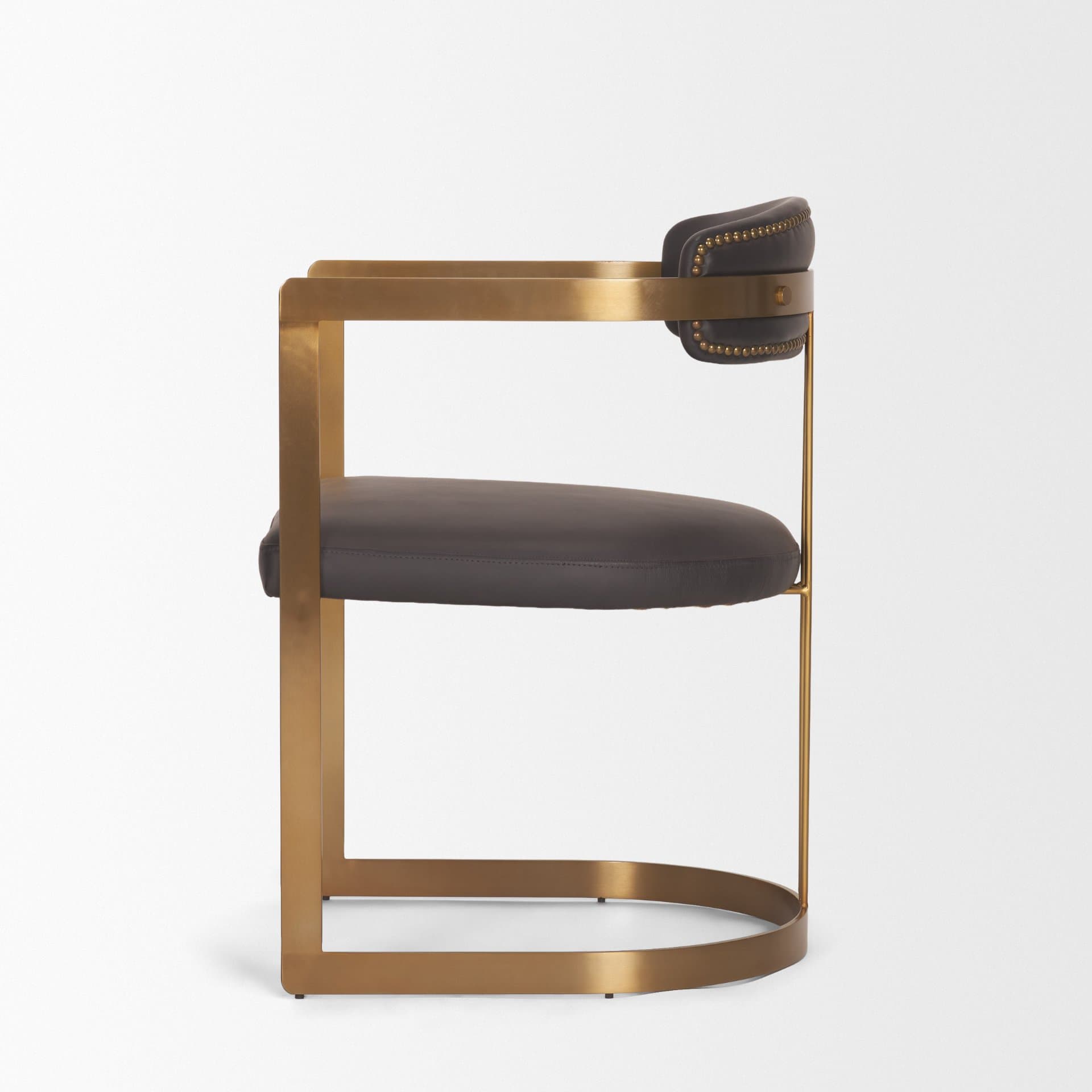Hollyfield Curved Back Dining Side Chair | Leather w/ Iron — product photograph