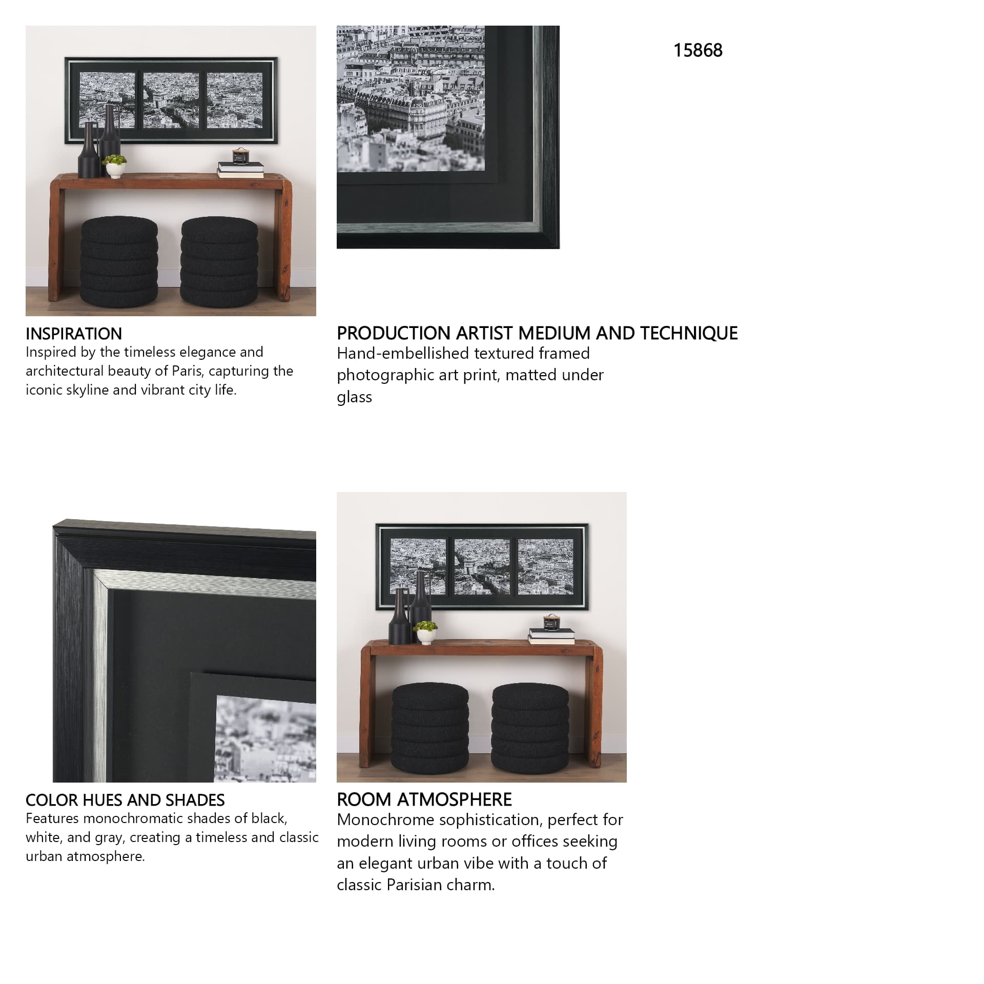 Arc de Triomphe- by Richard Silver Textured Framed Art Print Matted under Glass — in a styled room