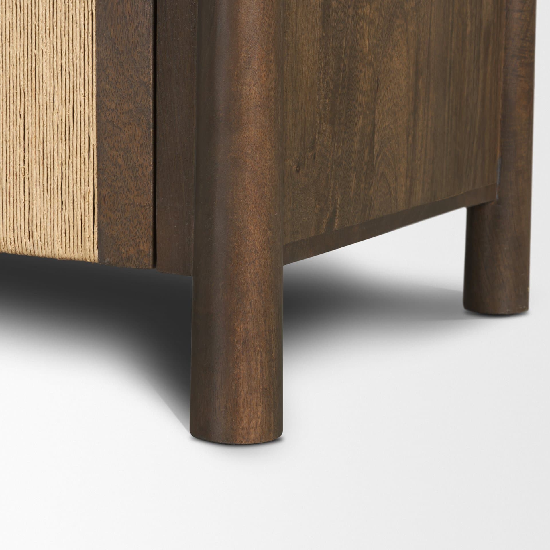 Bondi 85" Dark Brown Wood w/ Paper Rope 4 Door Closed Sideboard — product photograph