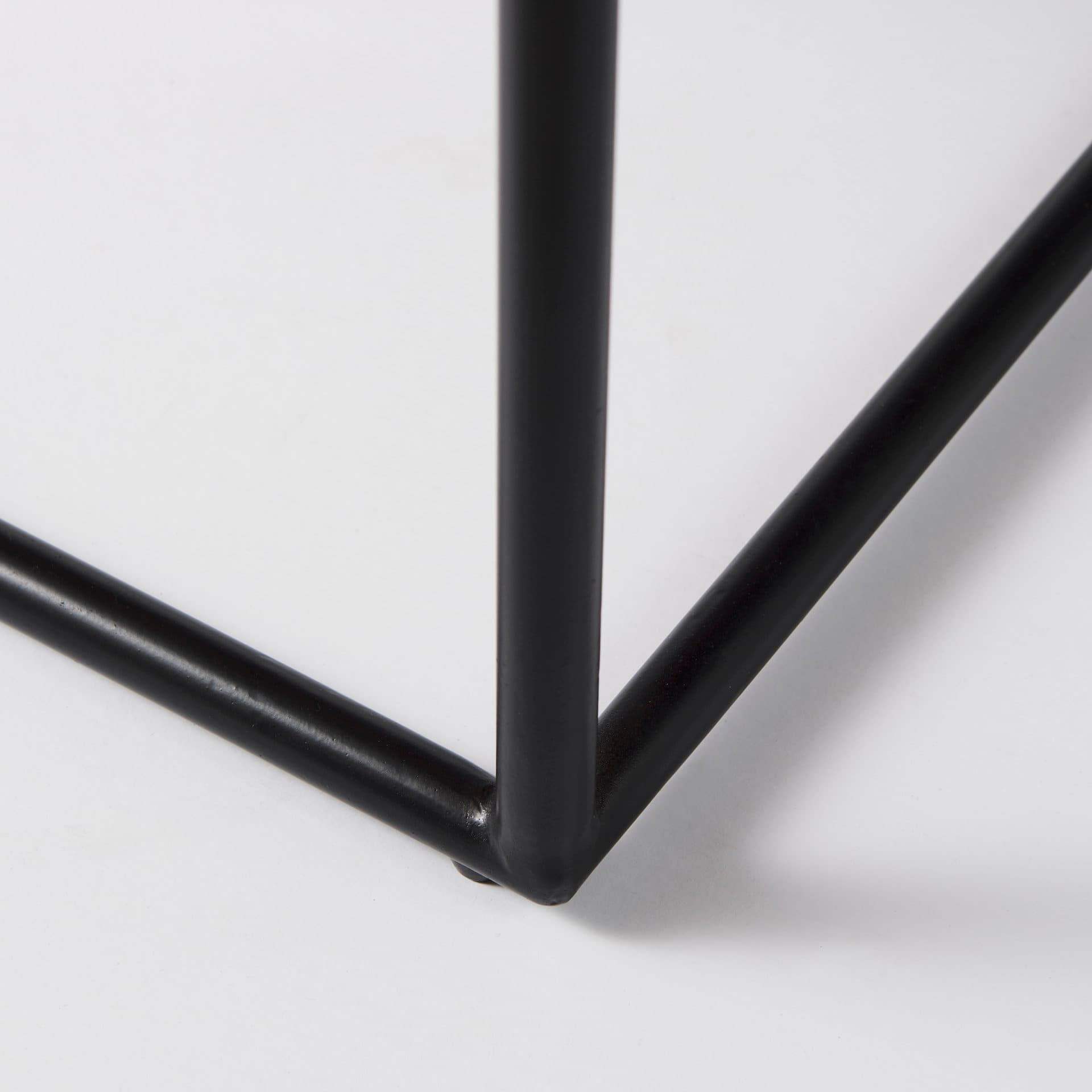 Clarissa 22.0L x 16.0W x 16.5H Brown Leather Woven Seat W/ Black Metal Frame Stool — product photograph