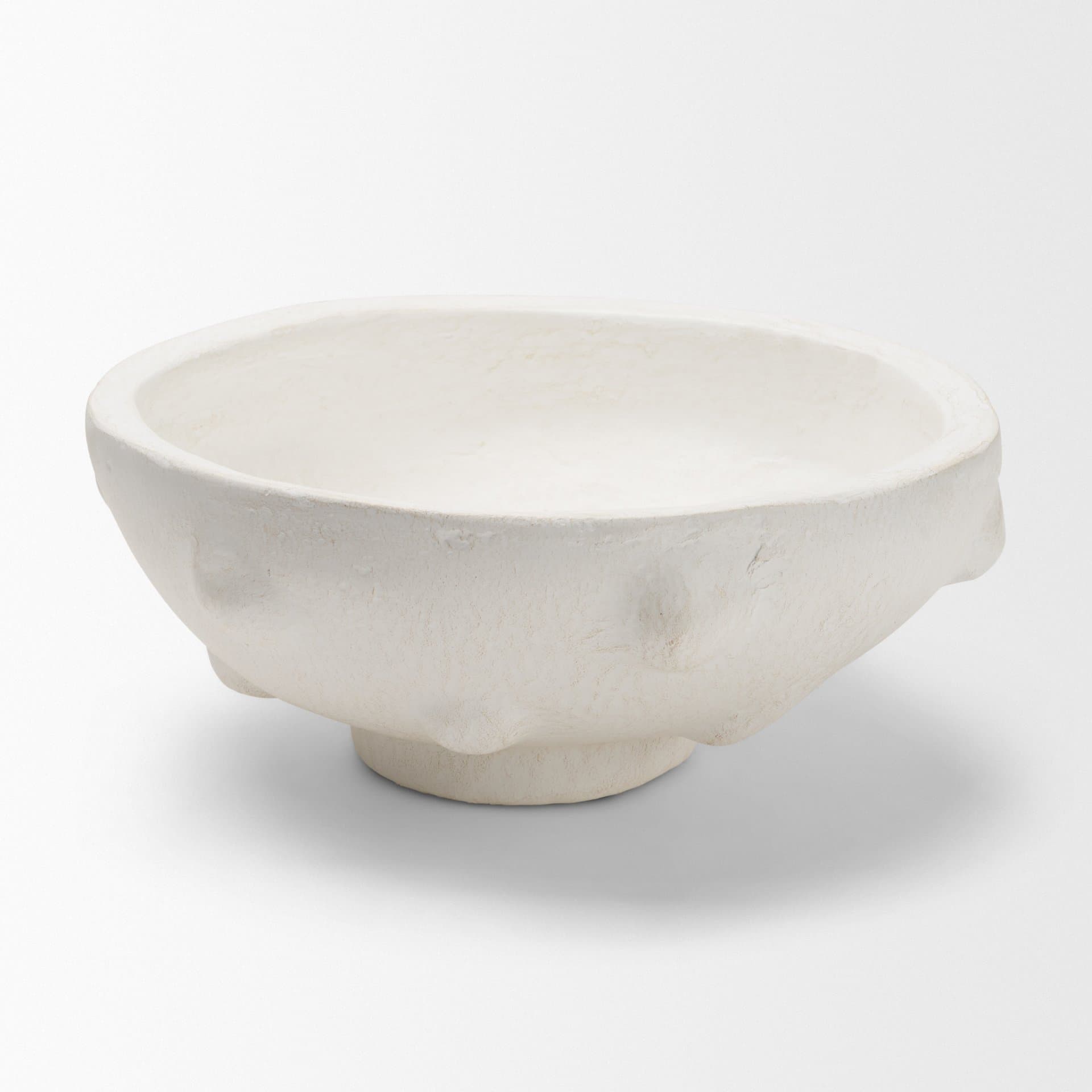 Punto Small White Paper Mache Dotted Centerpiece Bowl — product photograph