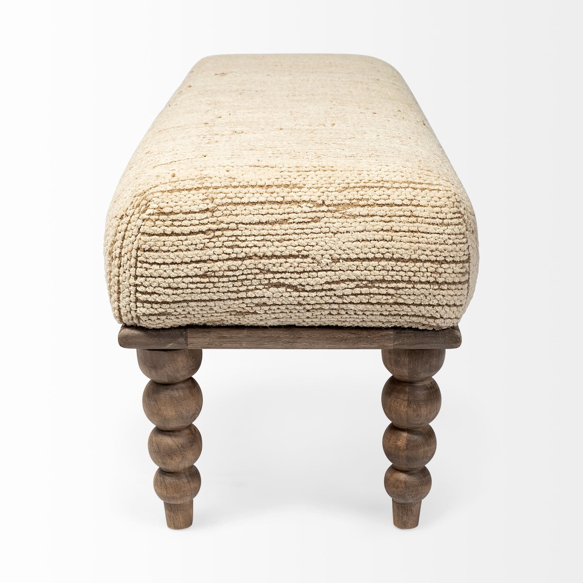 Alder II 55L x 16W Cream Upholstered Seat Wooden Base Accent Bench — product photograph