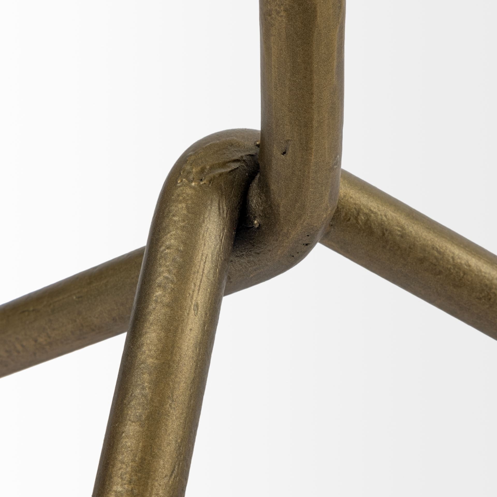Pinera II 19L x 19W White Marble W/ Triangluar Gold Iron Base Accent Table — product photograph