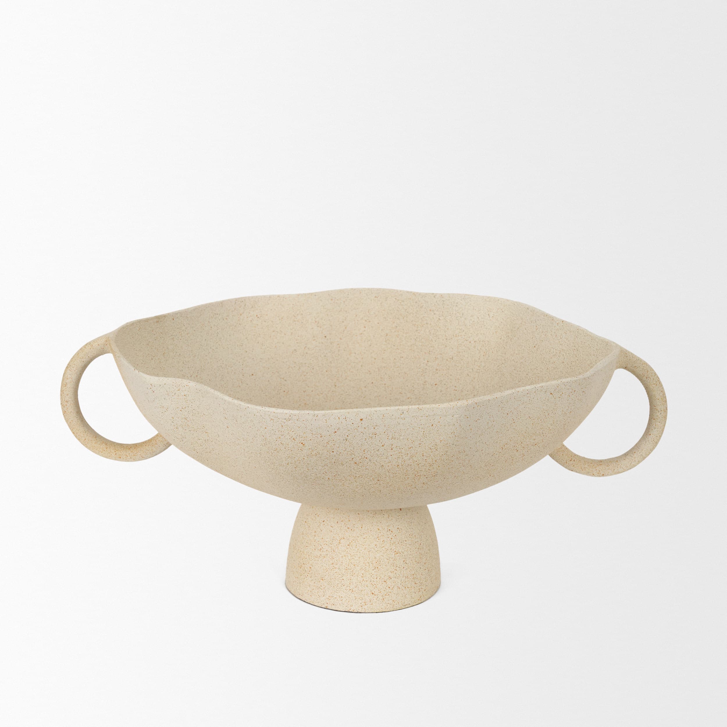 Radka Beige Textured Large Metal Decorative Bowl — product photograph