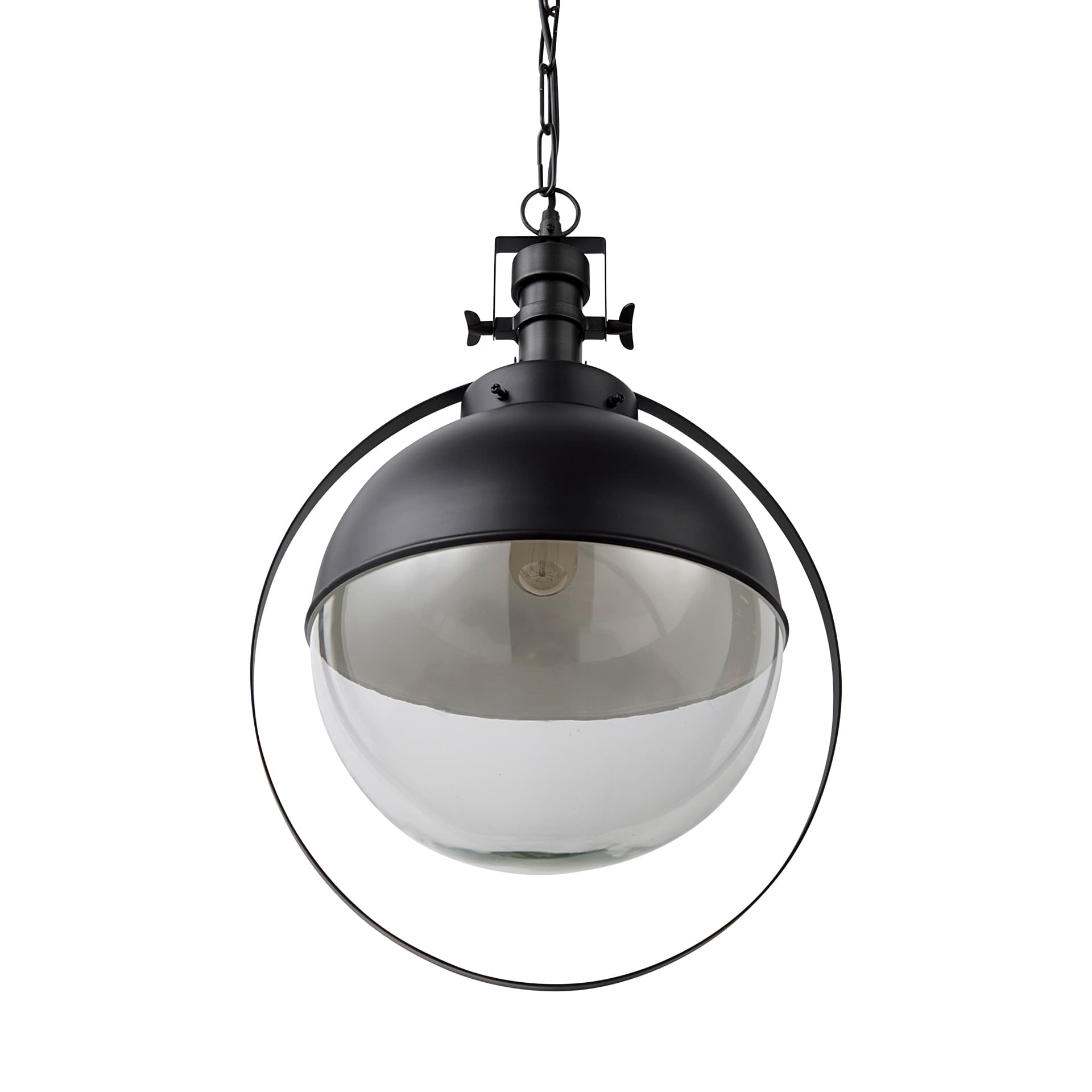 Leighton II 15x20 Black Metal Spherical Pendant Light — product photograph