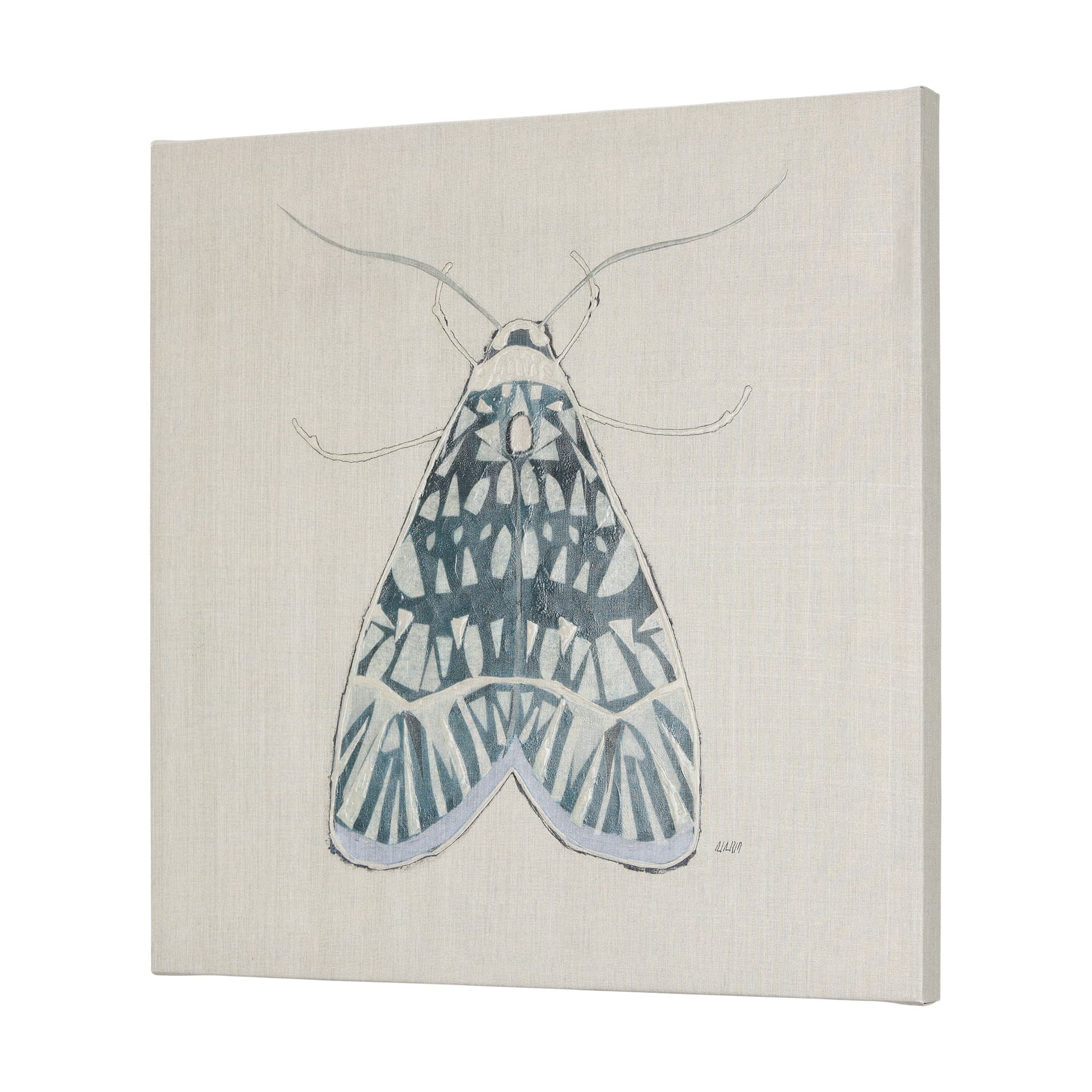 Moth Blue I by Mercana Studio a Hand Embellished Textured Canvas — product photograph