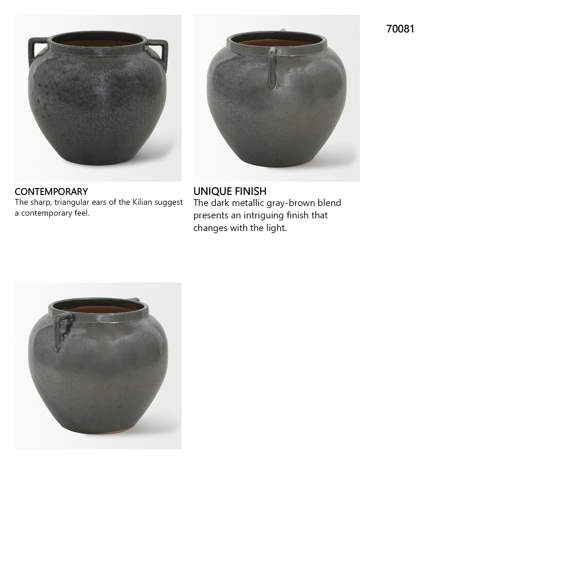 Kora Short Dark Metallic Double Ear Vase — in a styled room