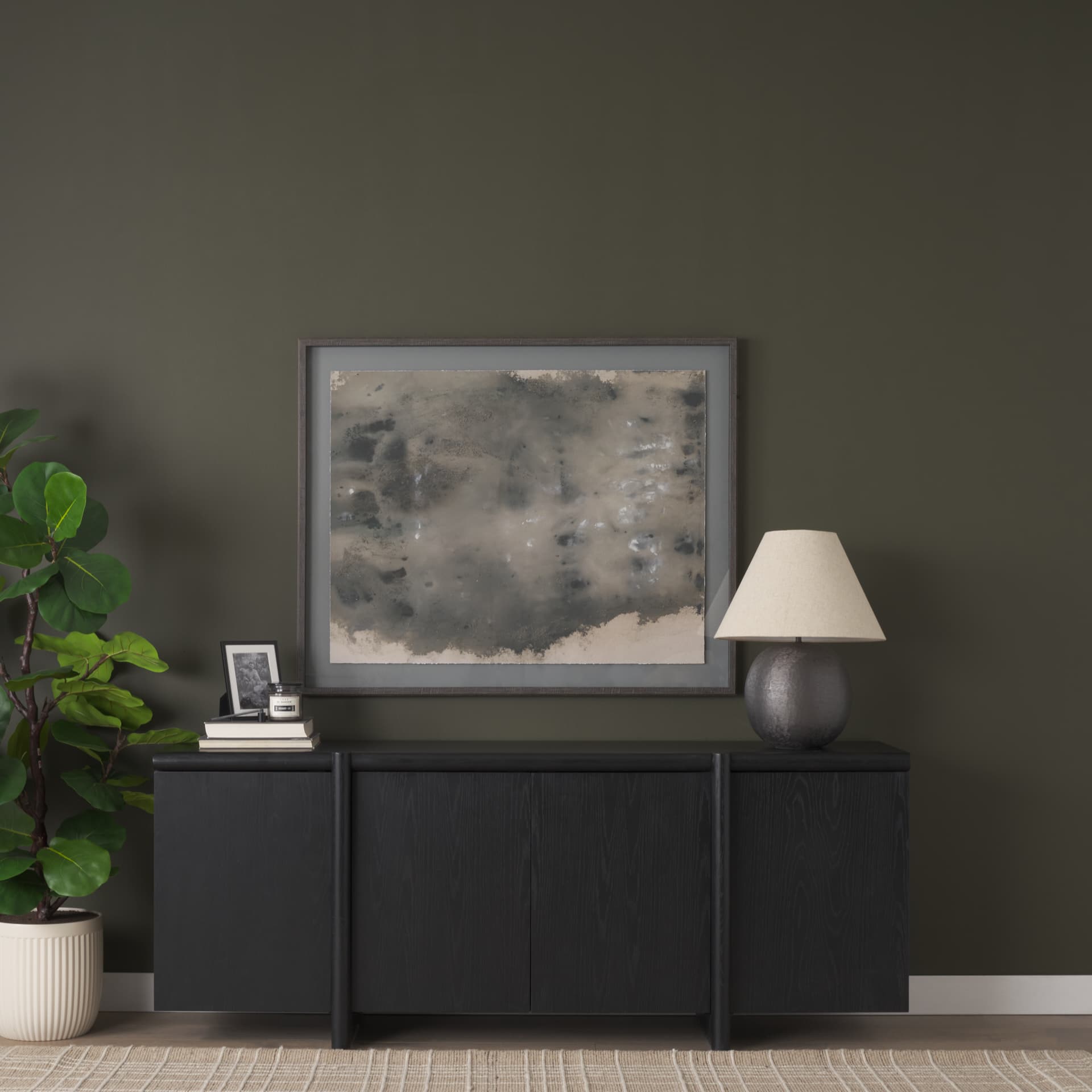 Rowan Black Oak Wood Closed 4 Door Sideboard — product photograph