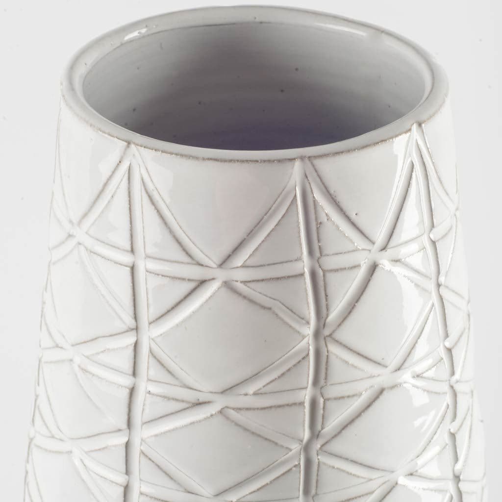 Harrier II Large Gray Ceramic Dark Base White Vase — product photograph