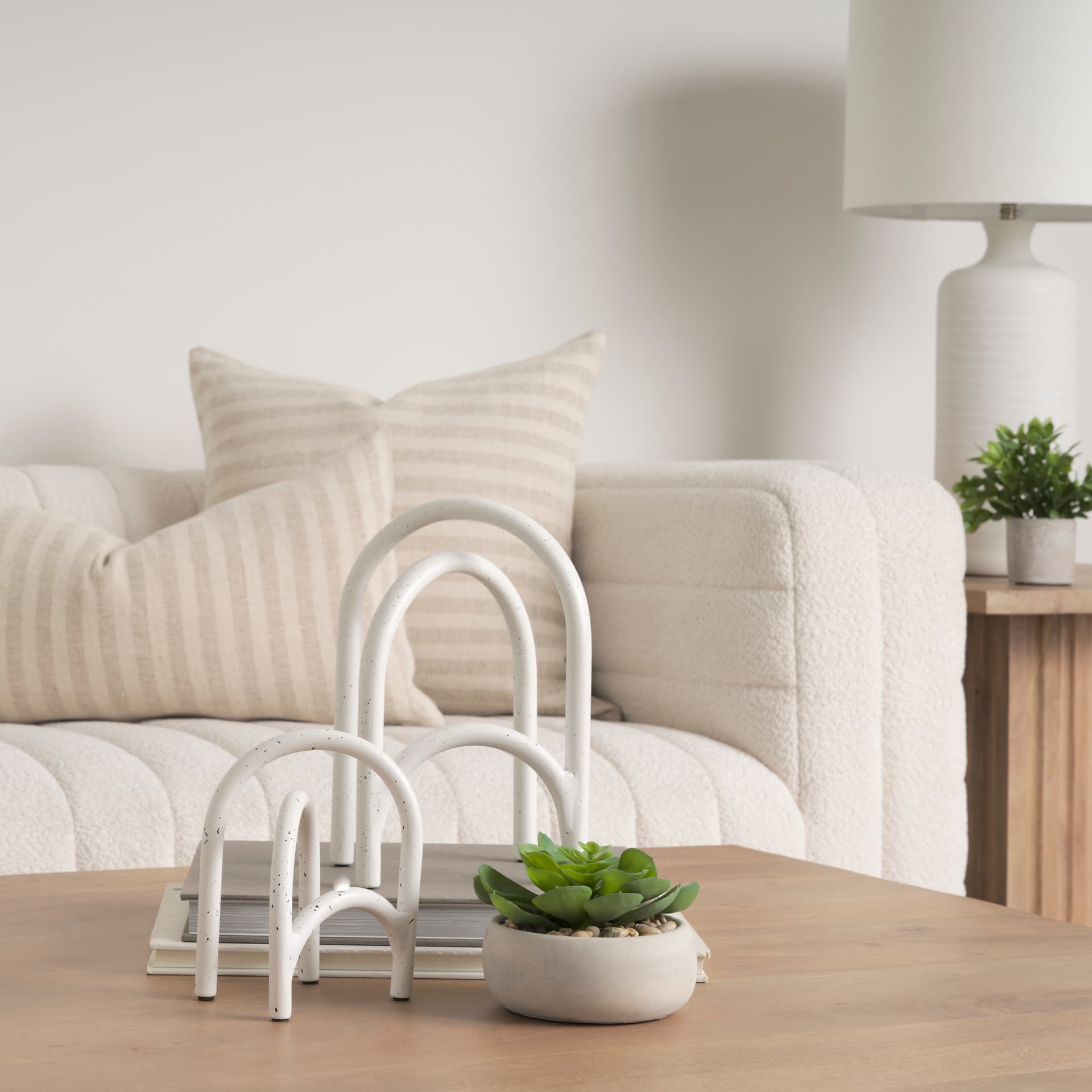 Springe White & Gray Speckled Arch Decorative Object (Set of 2) — in a styled room