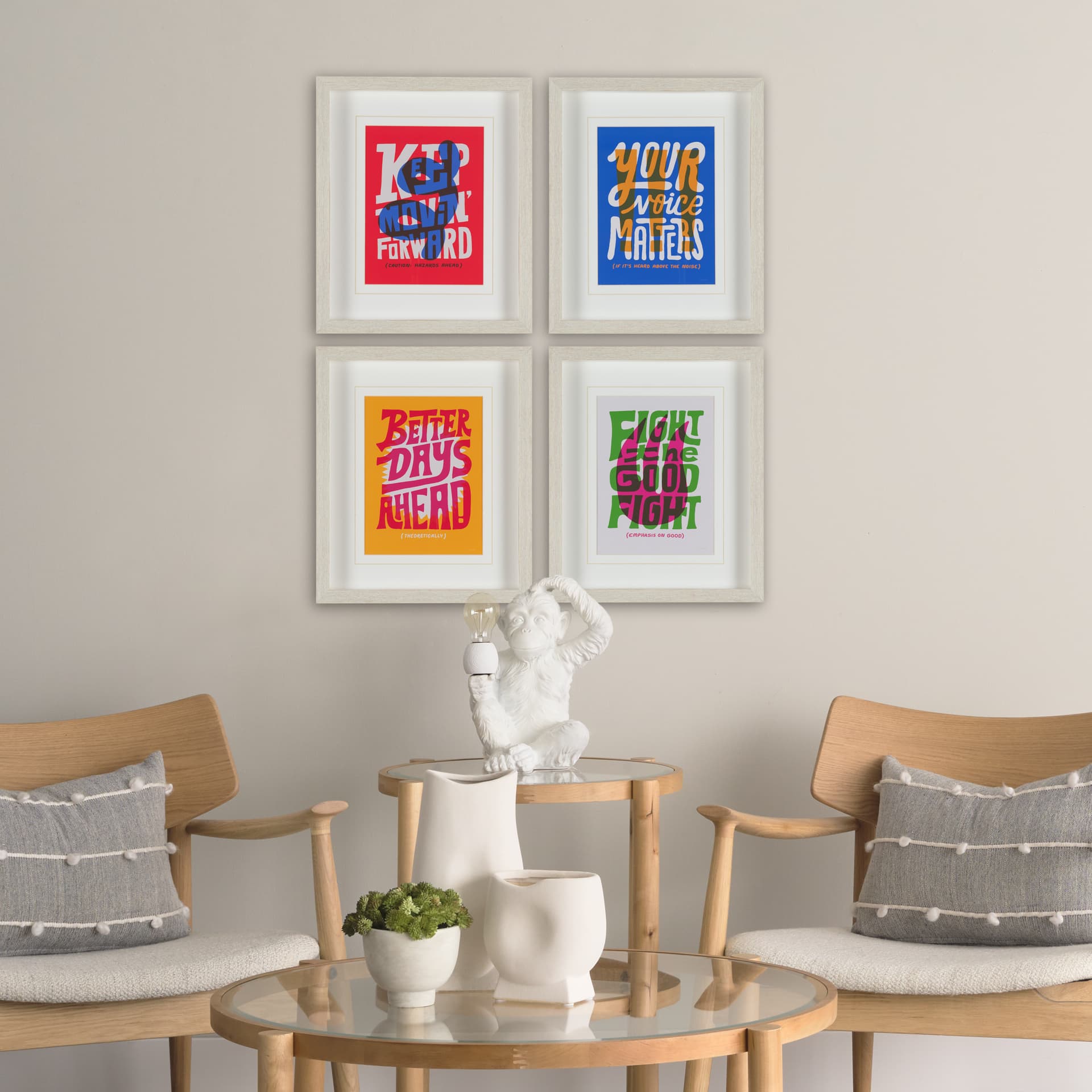 Motivation Mantra III by Michael Mullan Framed Artwork Matted under Glass — in a styled room