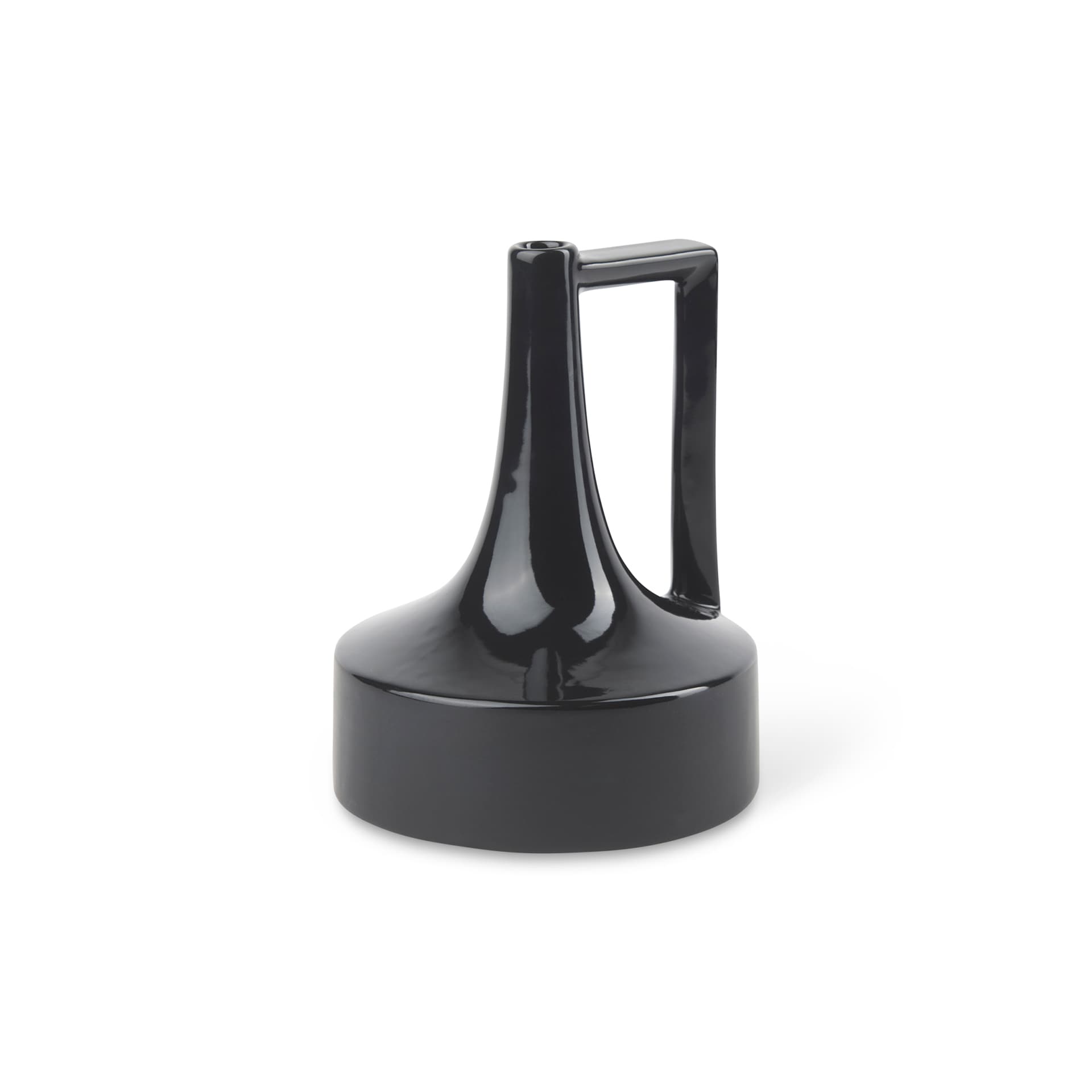 Burton 8.3H Small Glossy and Matte Black Ceramic Jug Vase — product photograph
