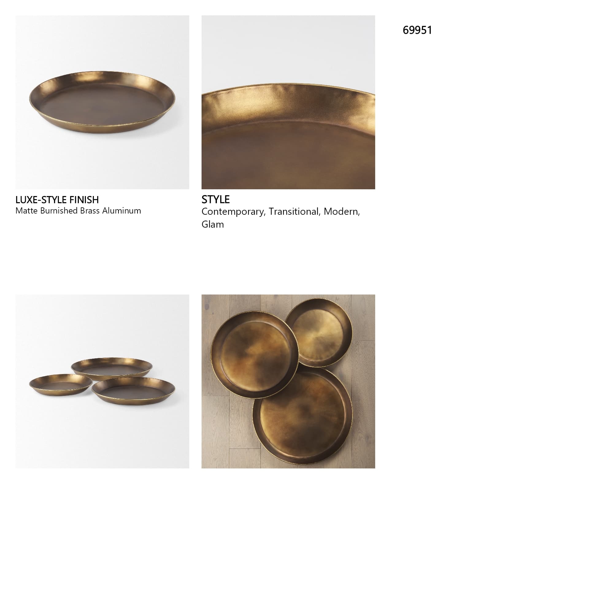 Eagan 24.0L x 24.0W x 2.0H Brass Aluminium Tray Large — in a styled room