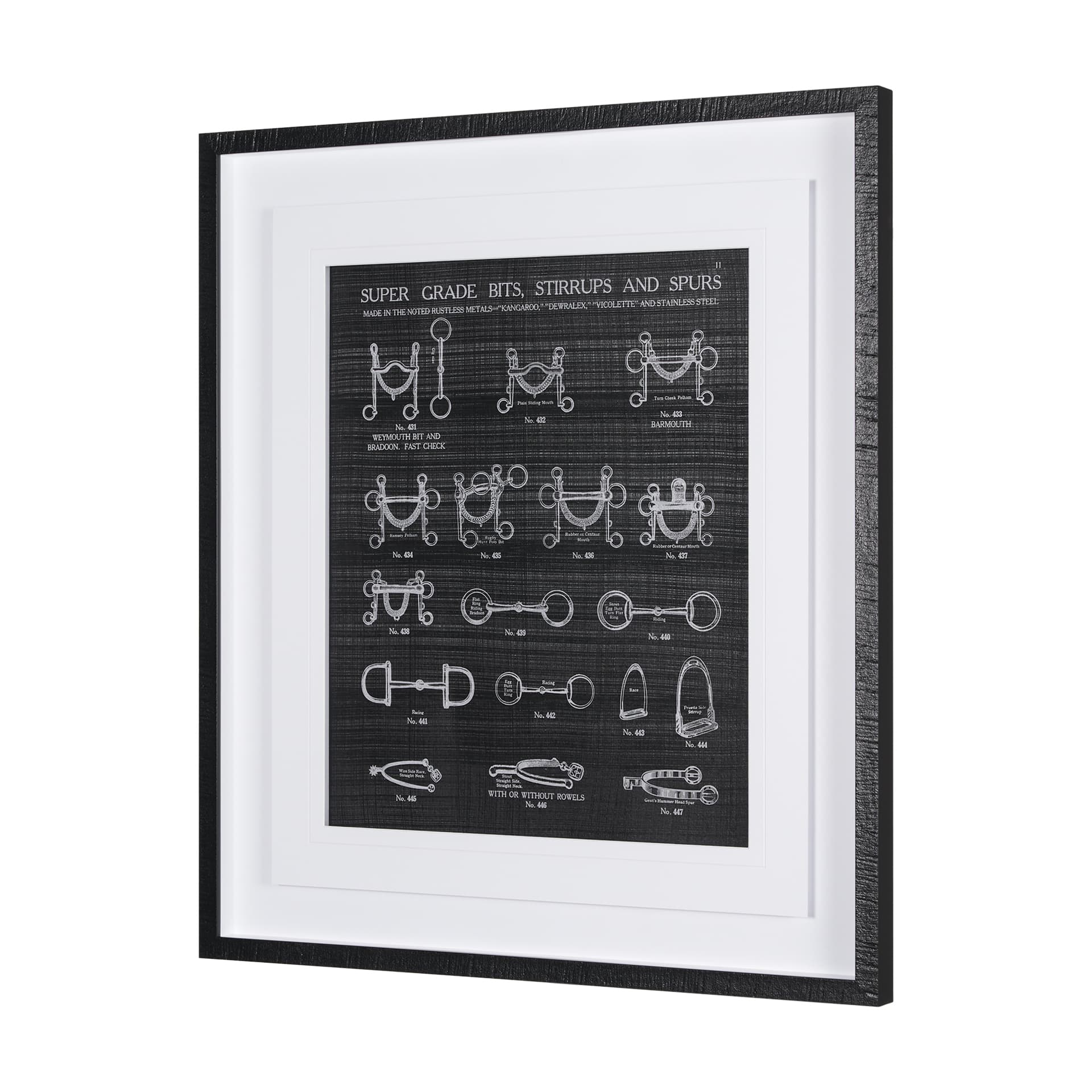 Equestrian Riding I BW by Mercana Studio Hand Embellished Framed Art Print Matted under Glass — product photograph