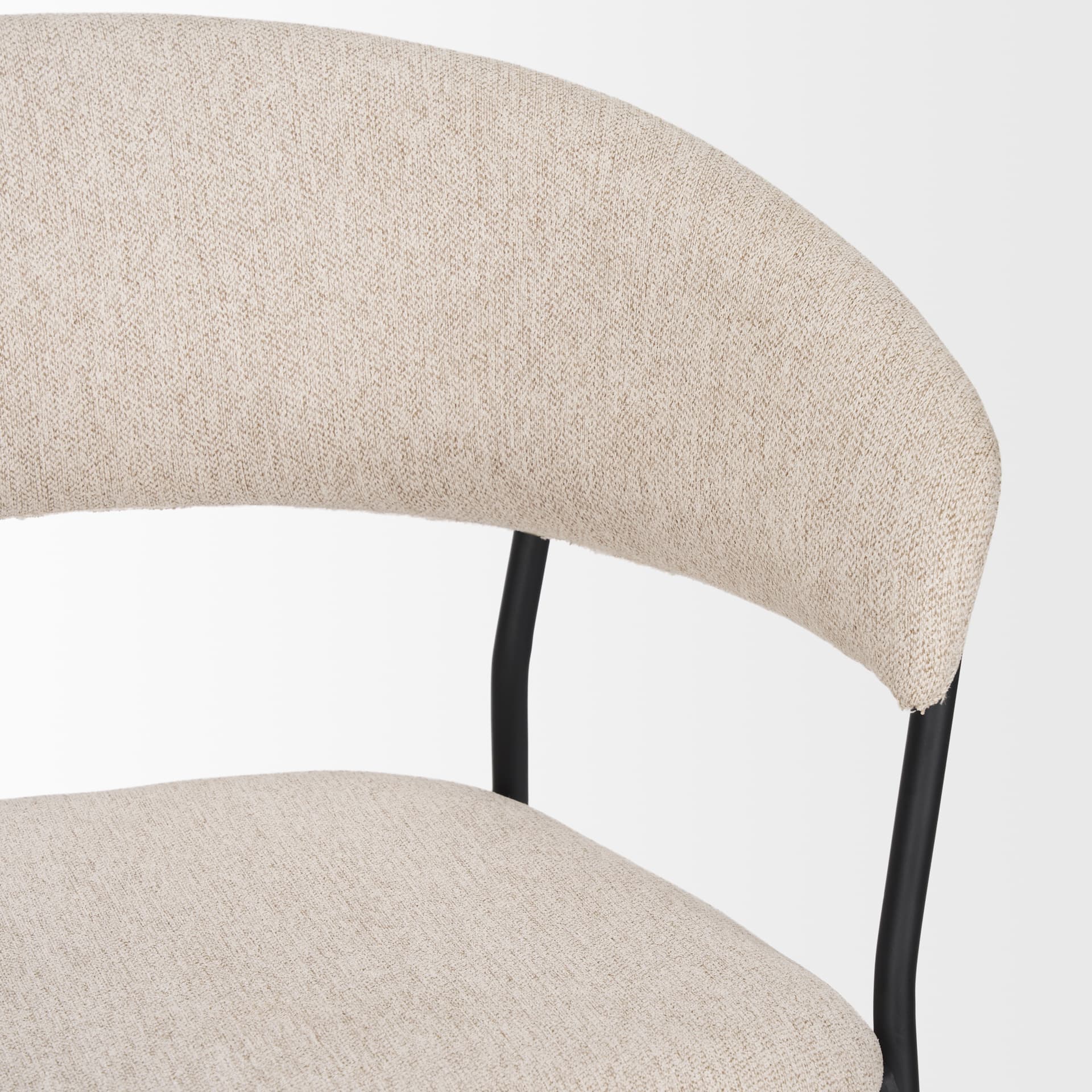 Carolyn Contoured Back Dining Side Chair | Oatmeal Fabric w/ Metal — product photograph