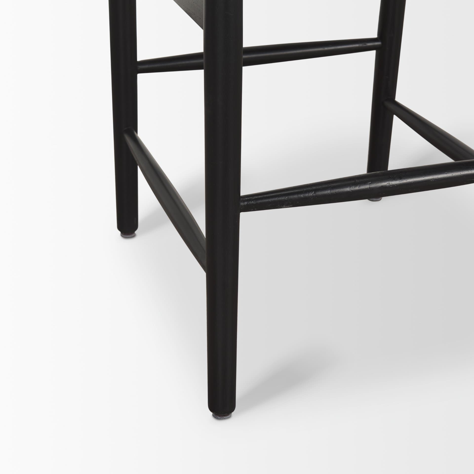 Trixie Backless 43.3in Seat Bar Stool | Beige Fabric w/ Black Wood — product photograph