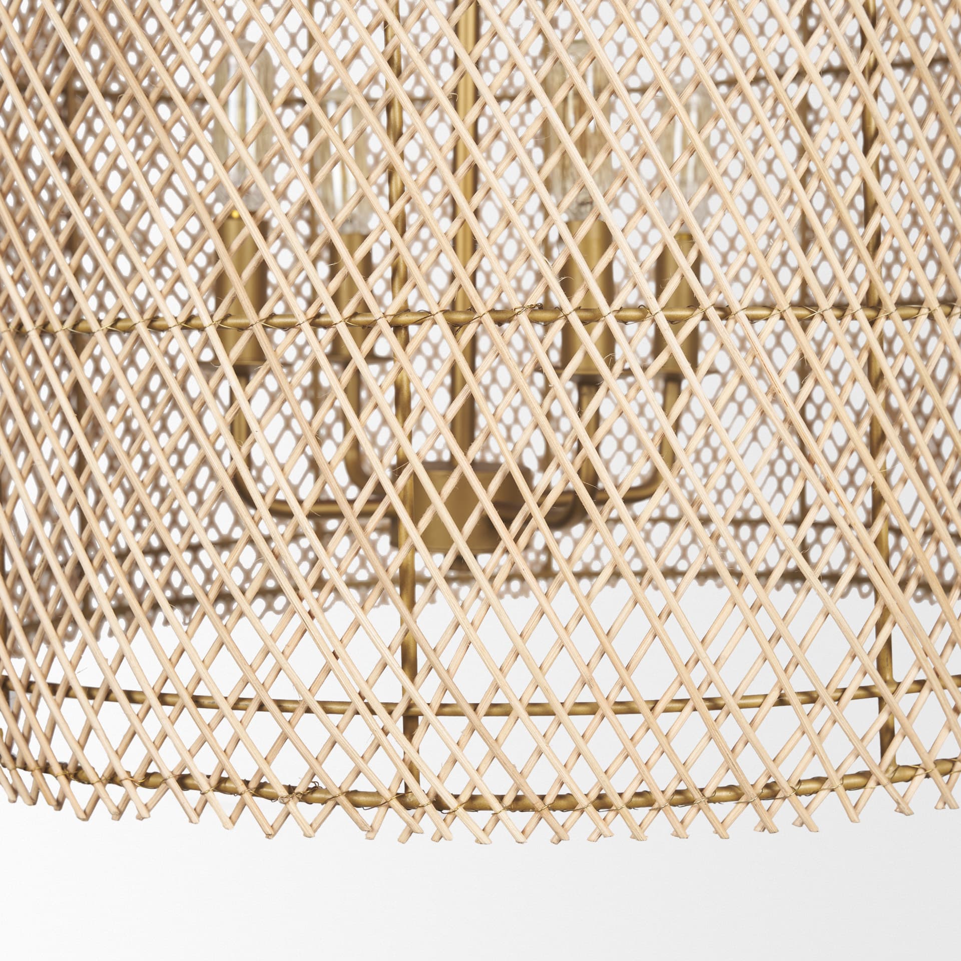Thad 4-Light Natural Woven Rattan Foyer Chandelier — product photograph