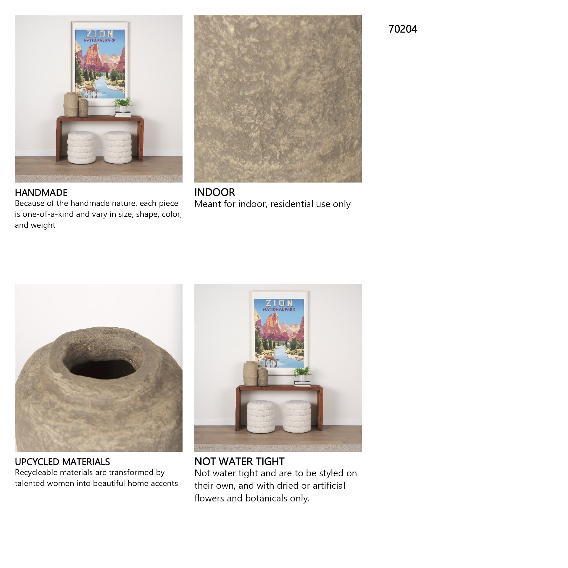 Bala Small Gray Paper Mache Vase — in a styled room