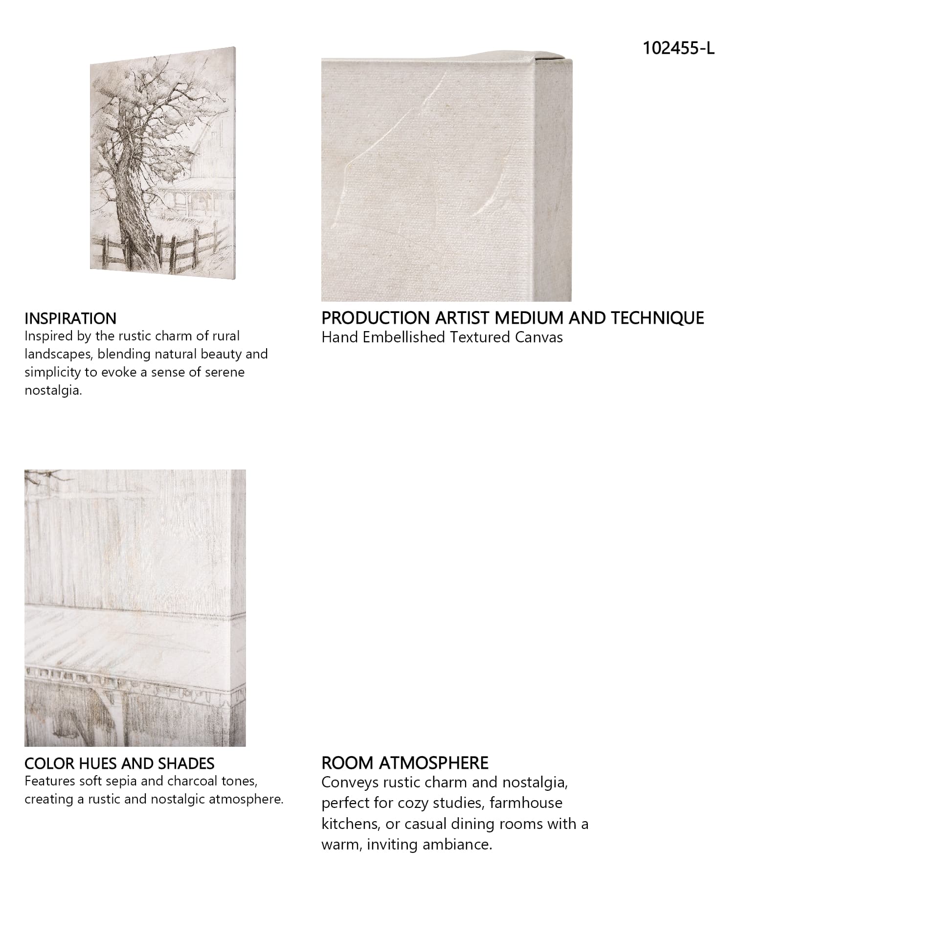 Old West Collection I ( Farm view) by Mercana Studio a Hand Embellished Textured Canvas — in a styled room