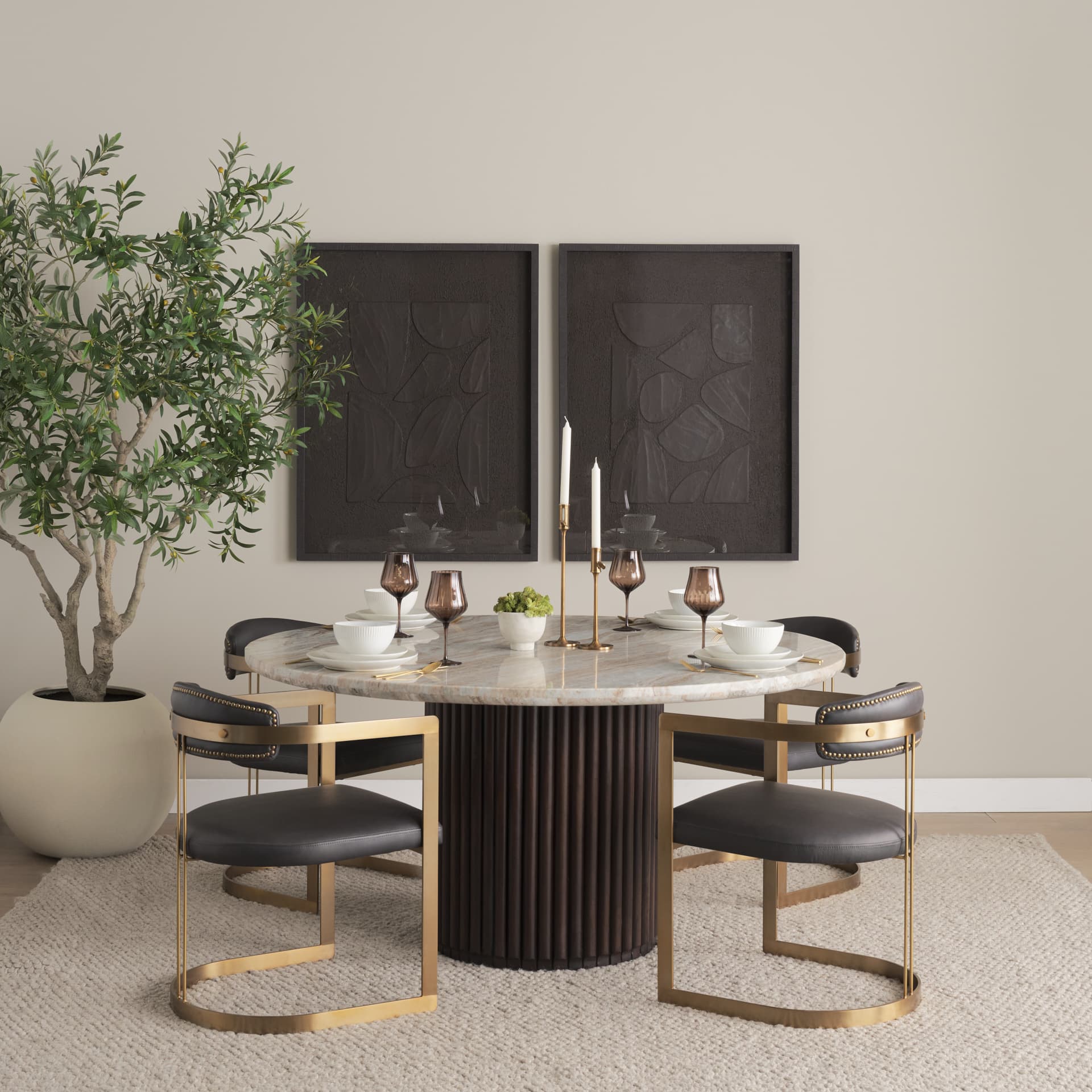 Hollyfield Curved Back Dining Side Chair | Leather w/ Iron — product photograph
