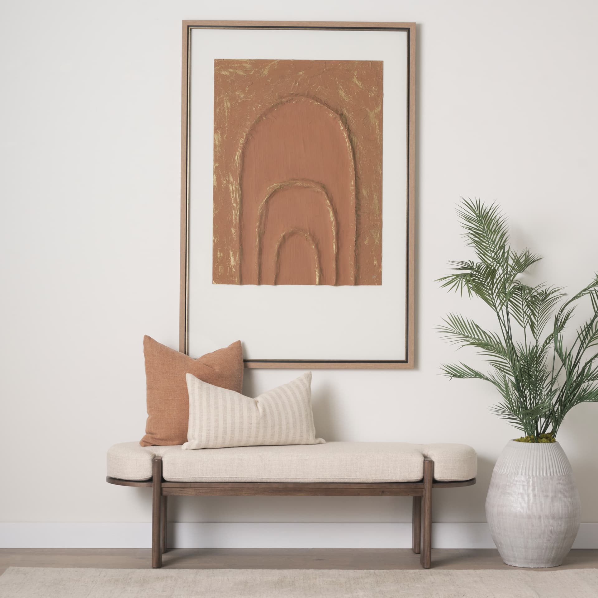 Terracotta Arches II by Studio M a handmade Original Framed 3D Textured Artwork under Glass — product photograph