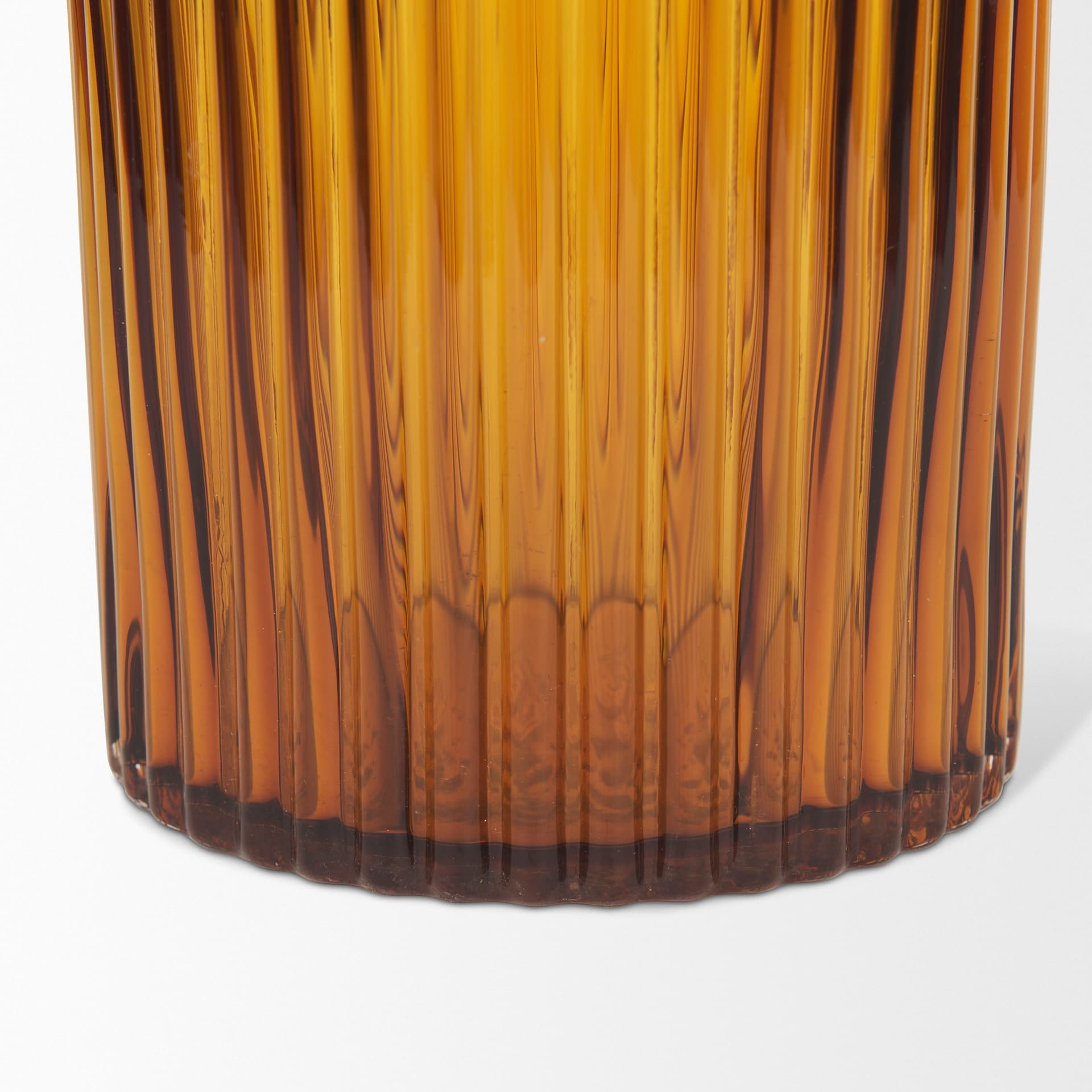 Dawn 8" Ribbed Amber Glass Vase — product photograph