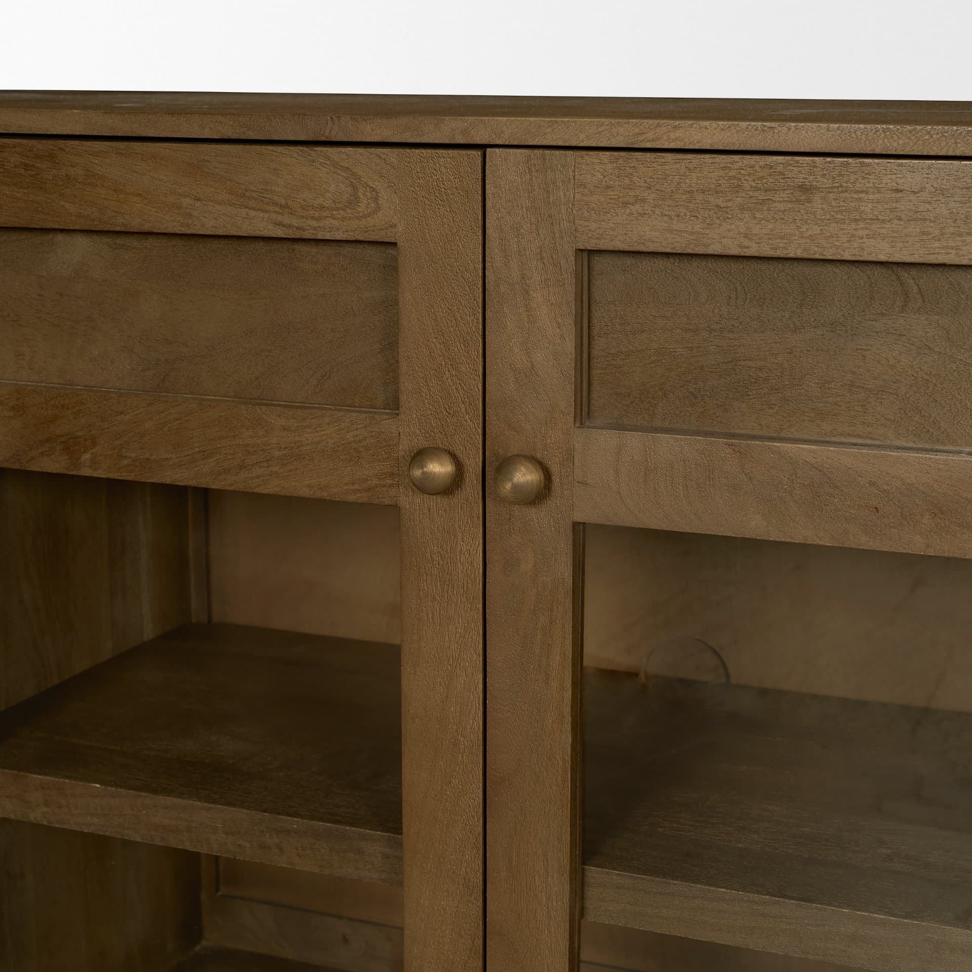 Suri Mid Brown Wood w/ Glass 4-Door Closed Sideboard — product photograph