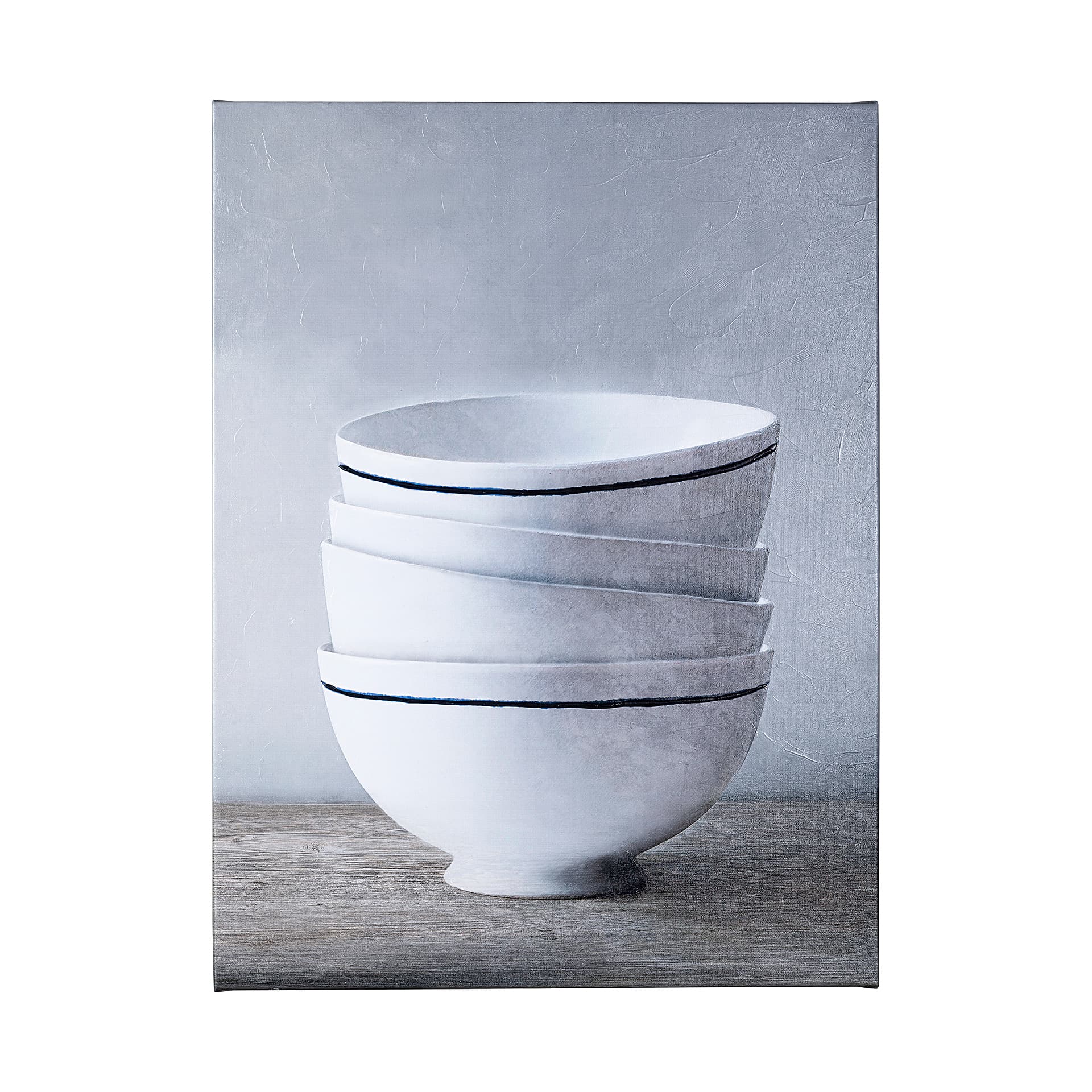Four Artisan Bowls by Mercana Studio a Hand Embellished Textured Canvas — product photograph