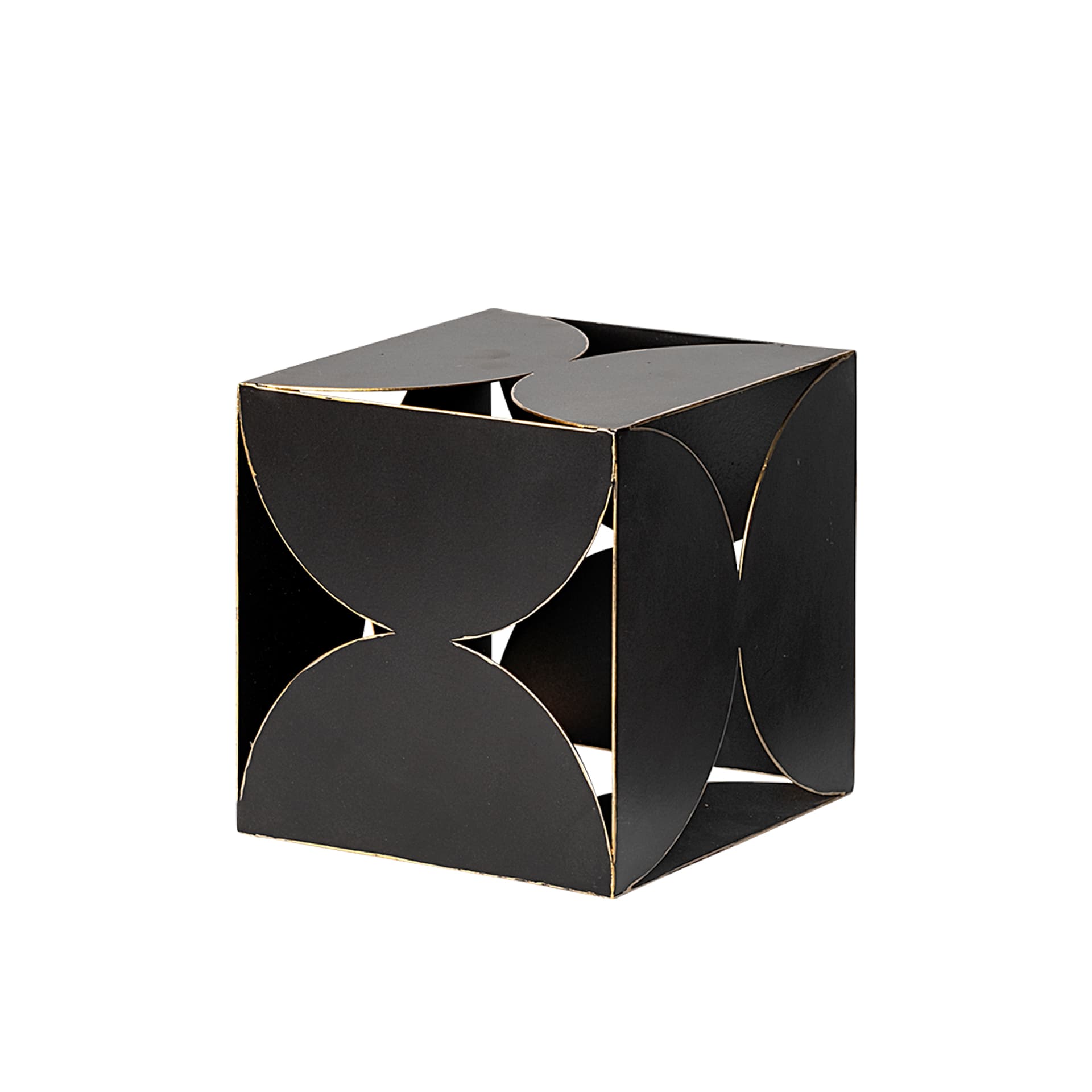 Darren (Small) 6L x 6W Black Metal Decorative Cube — product photograph