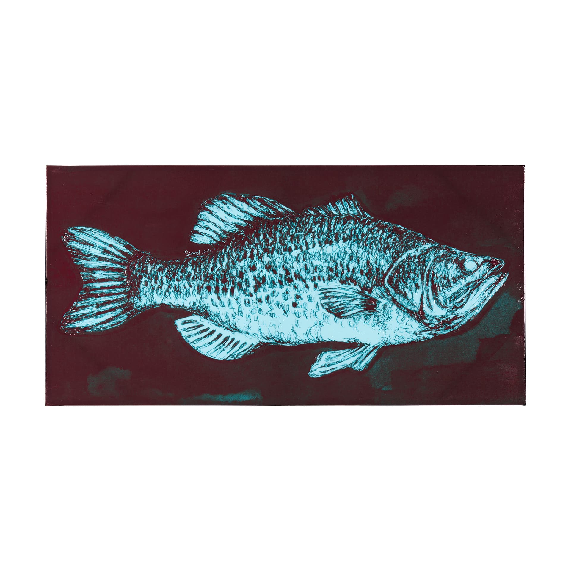 Largemouth Bass Turquoise by Mercana Studio a Hand Embellished Textured Canvas — product photograph