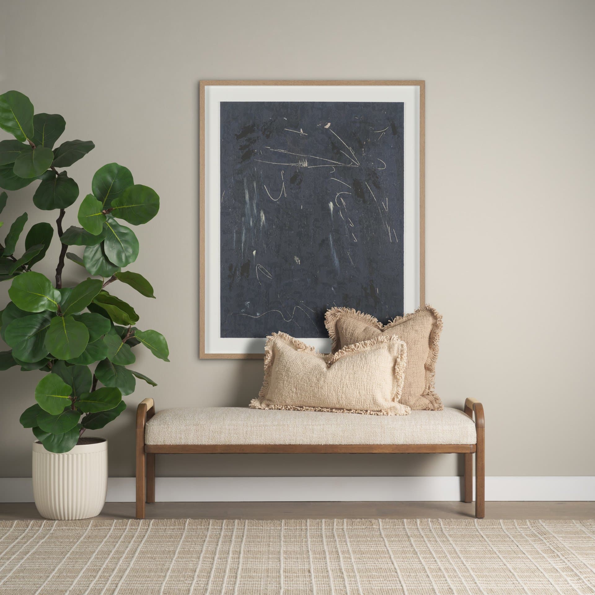 Mental Crossfire III by Mercana Studio Hand-Embellished Textured Framed Artwork Matted under Glass — in a styled room