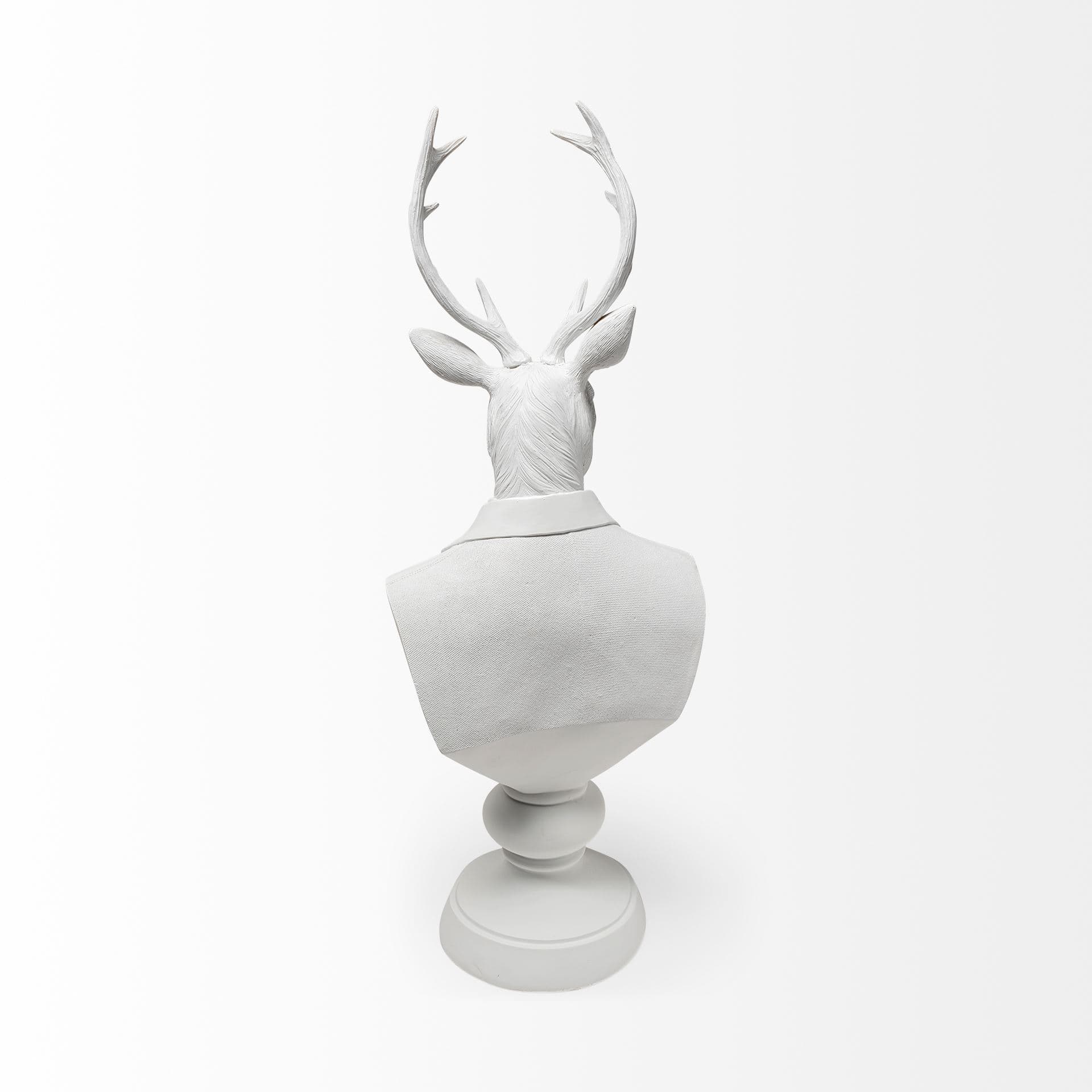 Mozart 22.5H White Painted Resin Deer In A Suit Bust — product photograph