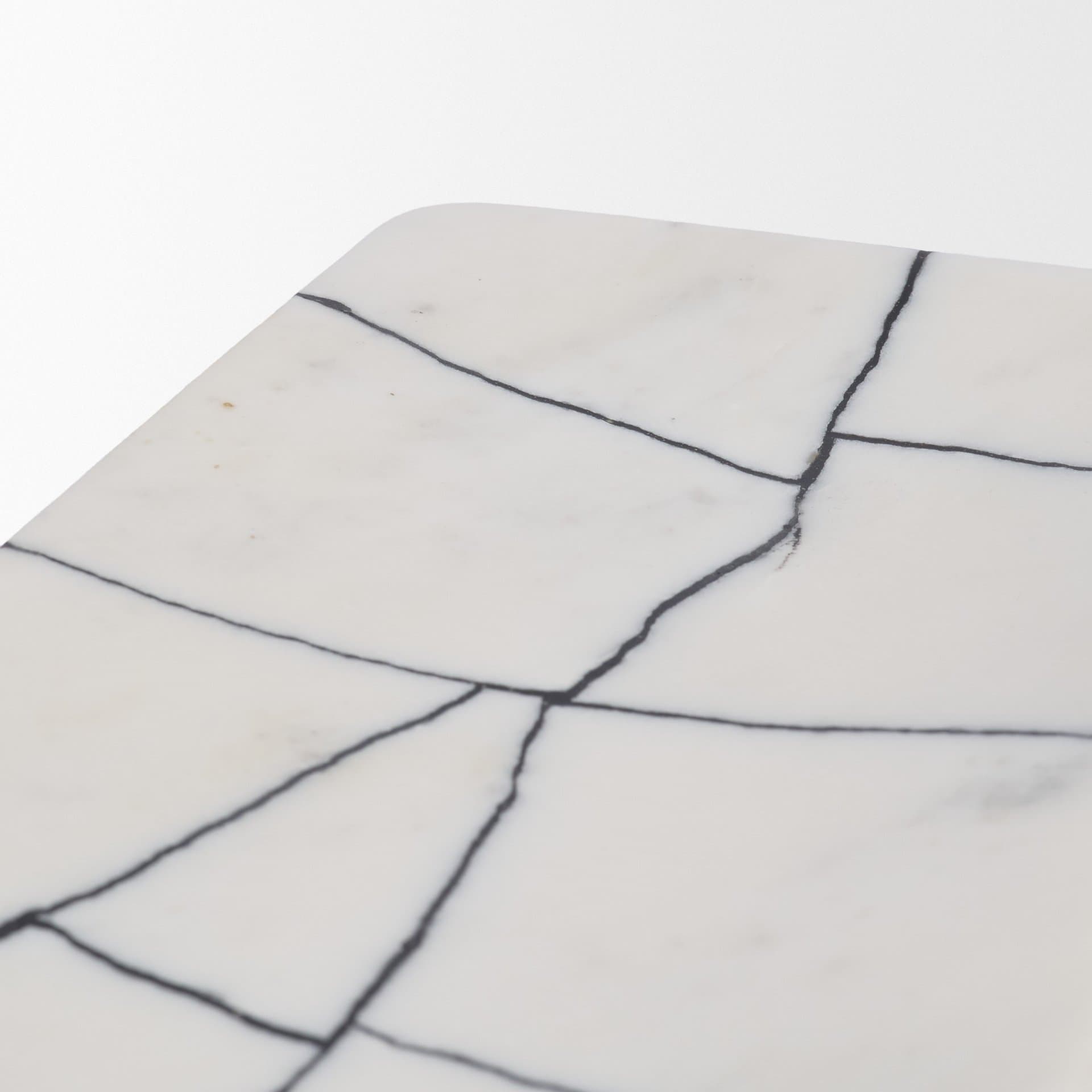 Tratto Rectangular White Marble Decorative Tray — product photograph