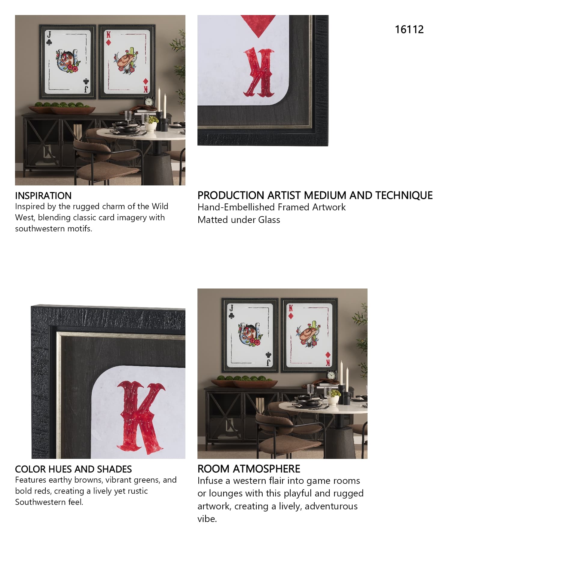Wild West IV by Mercana Studio Hand-Embellished Framed Artwork Matted under Glass — in a styled room