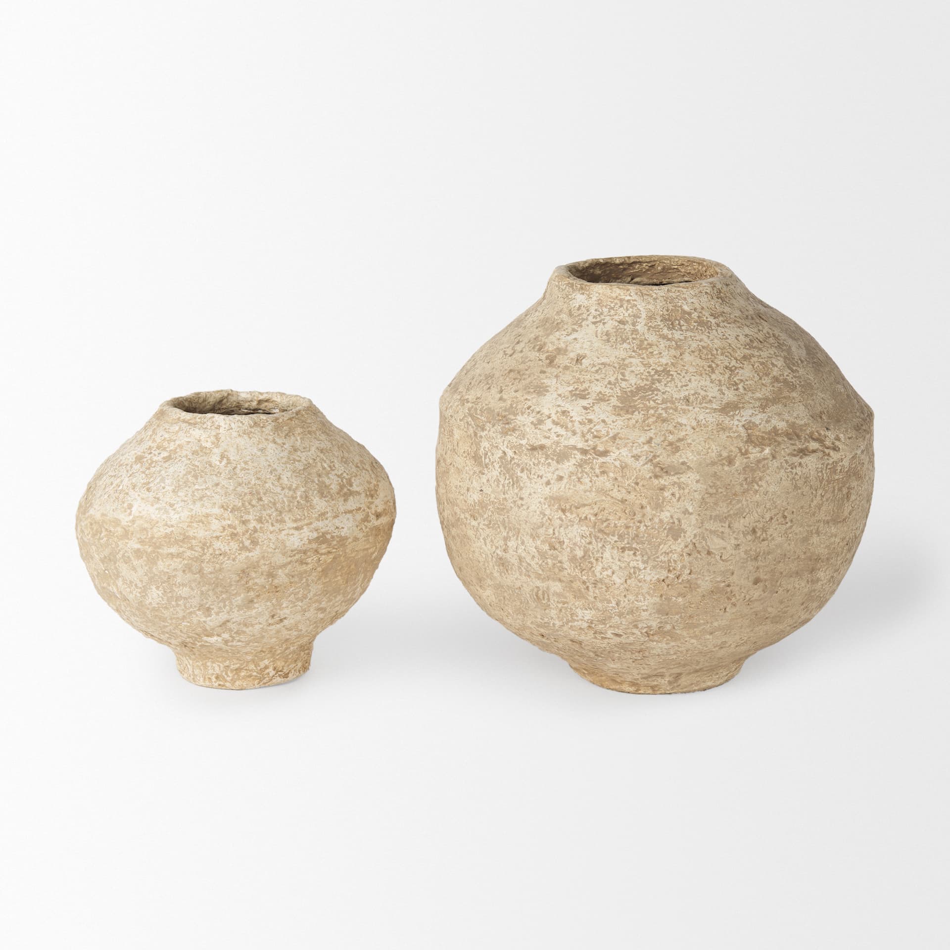 Ritu Small Beige Paper Mache Pot Vase — product photograph