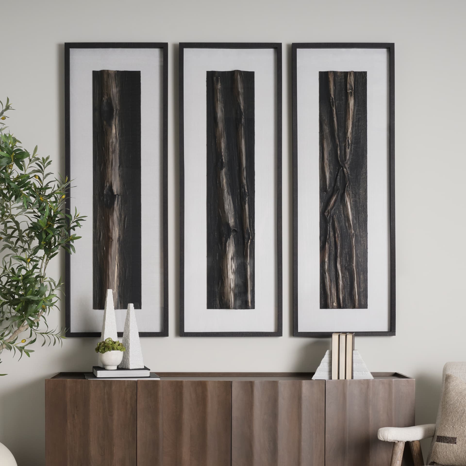 Bamboo Relief III by Studio M a handmade Original Framed Artwork under Glass — product photograph